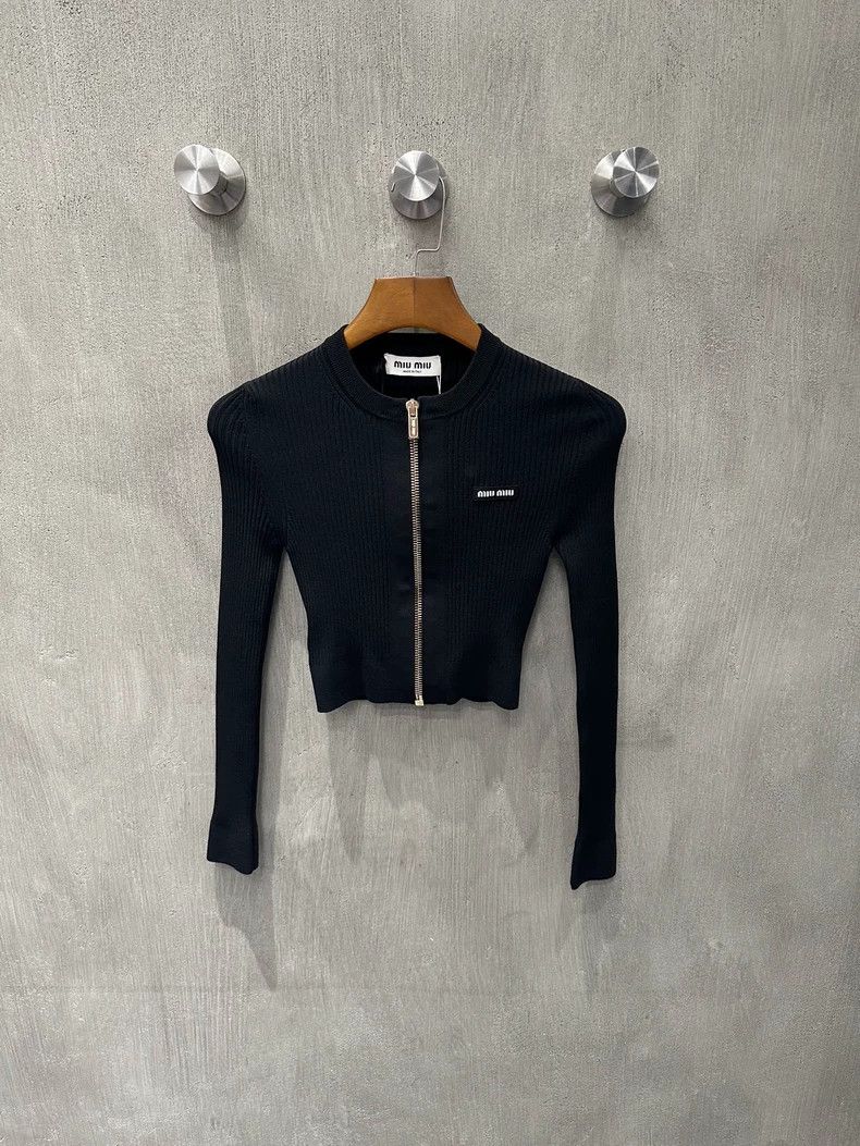 Miu Miu Miu miu Knit zip-up cardigan sweater Size XS / US 0-2 / IT 36-38 - 1 Thumbnail