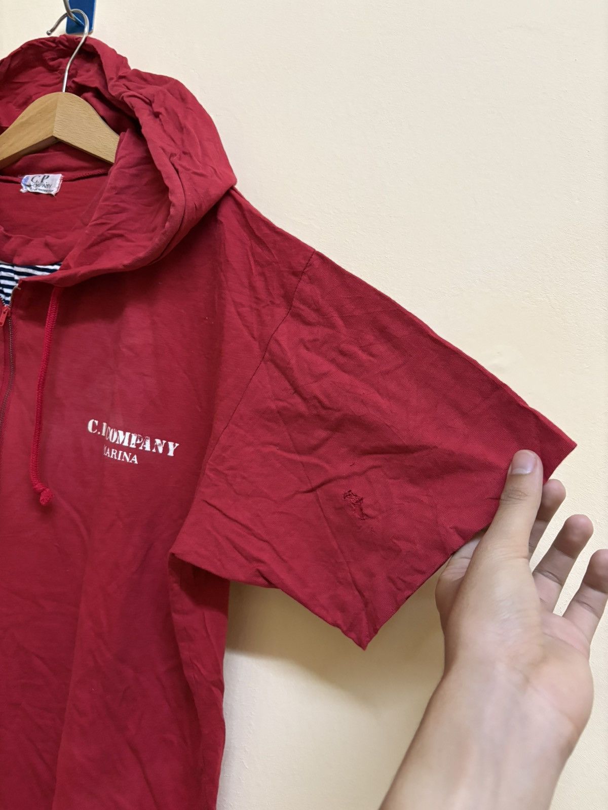C.P. Company × Vintage Vintage 80s CP Company Marina Hooded Tee Distressed Trashed Size US M / EU 48-50 / 2 - 15 Thumbnail