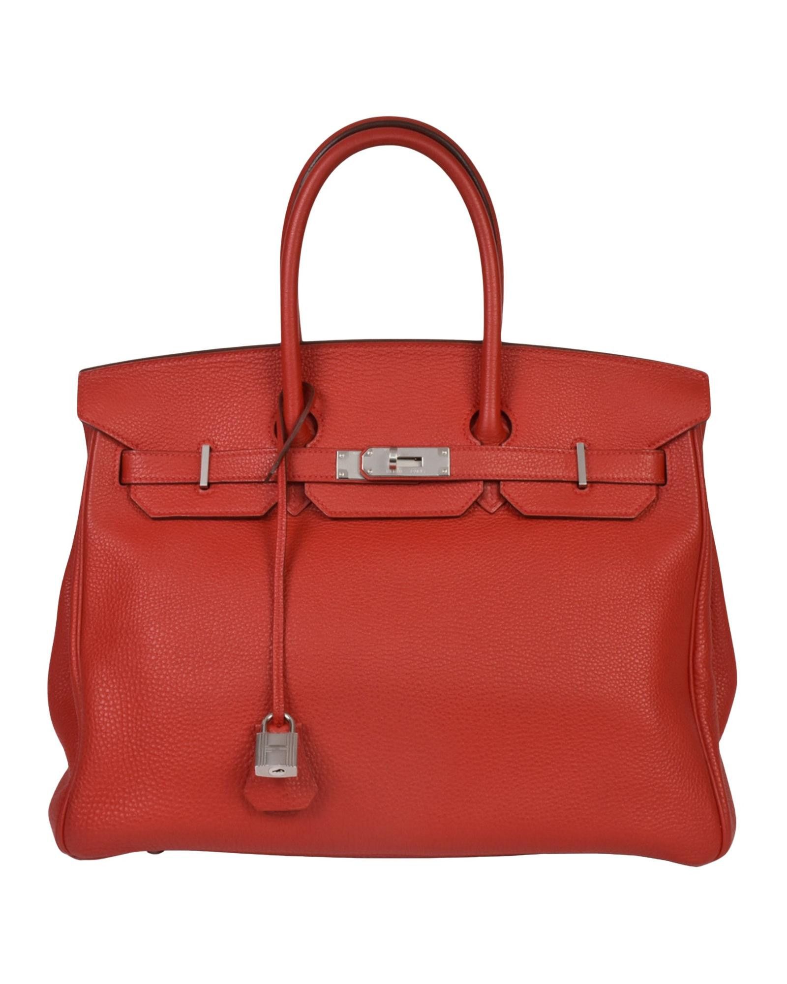 image of Hermes Luxury Leather Red Handbag, Women's