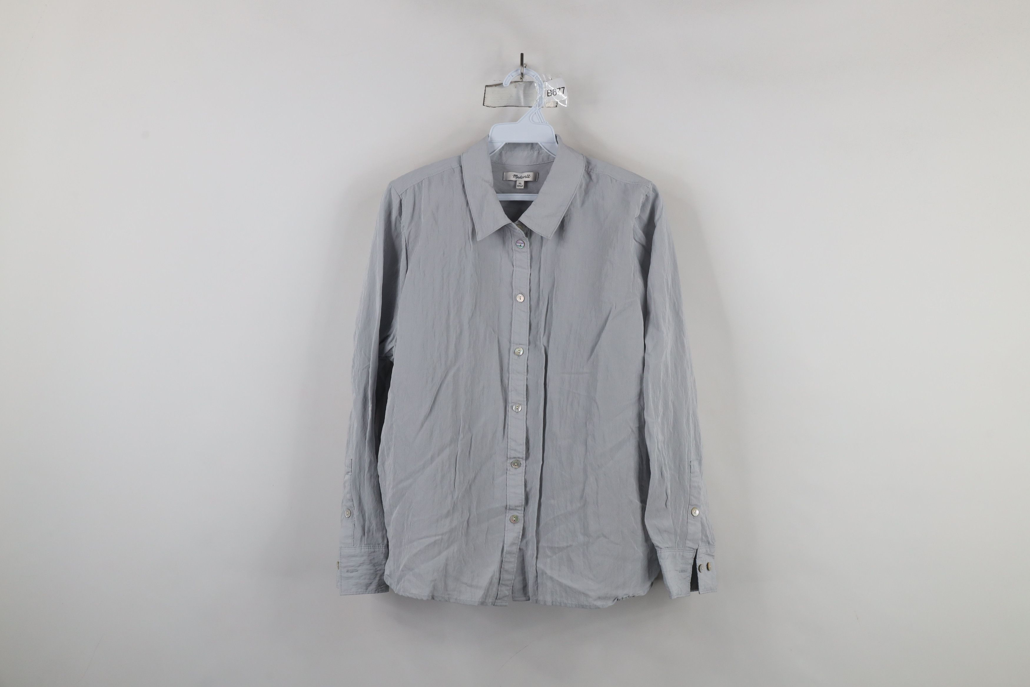 Madewell × Vintage Madewell Crinkled Long Sleeve Collared Button Up Shirt Gray Size XL / US 12-14 / IT 48-50 - 1 Thumbnail