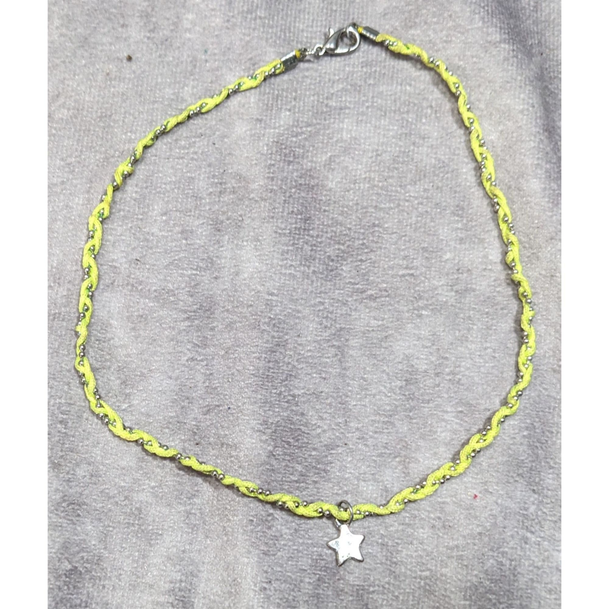 Other Handmade 90s Style Green And Silver Tone Braided Necklace Wi Size ONE SIZE - 6 Thumbnail