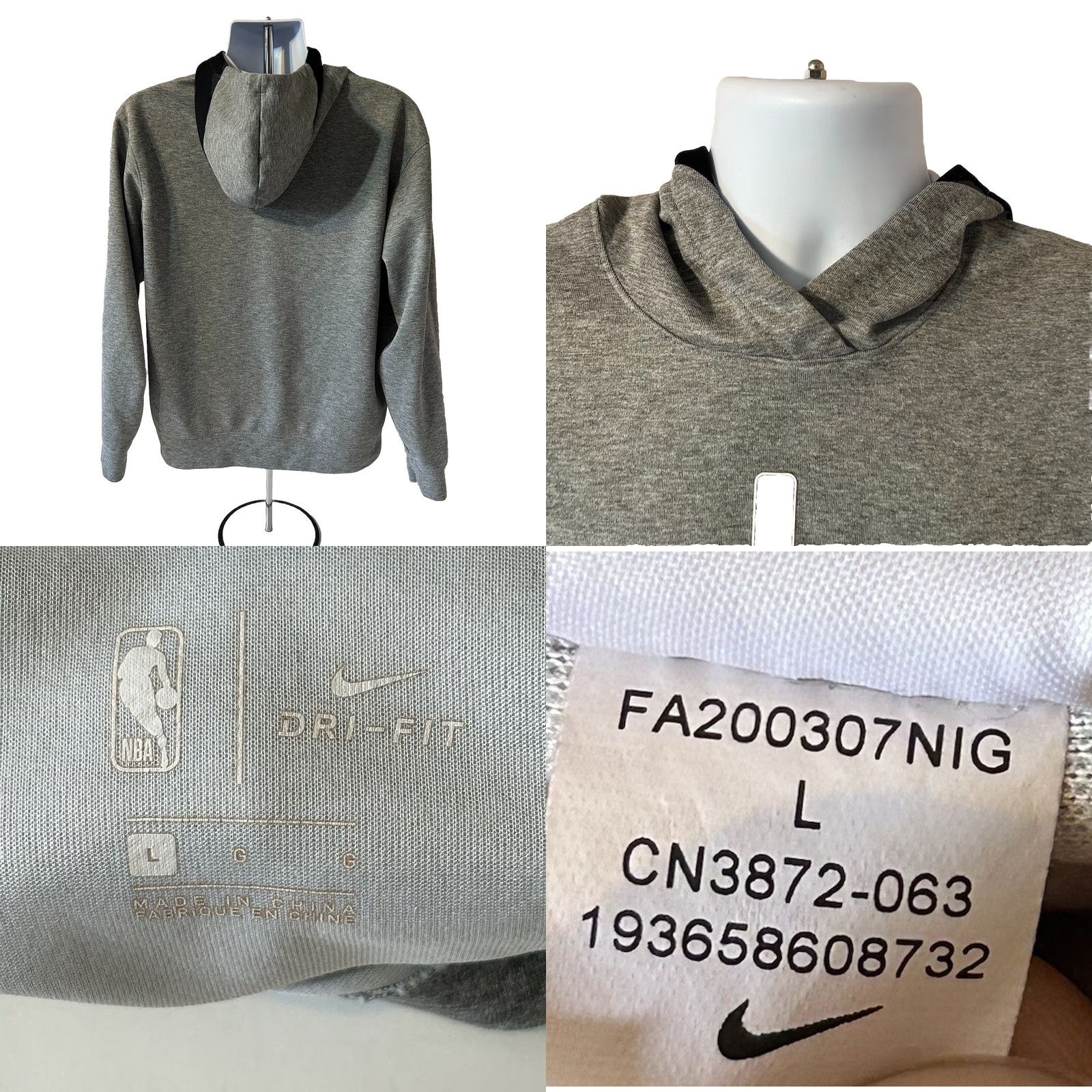 Nike Nike Hoodie Men L Gray 76ers Dri Fit CN3872-063 NBA Sportswear Basketball Logo Graphic Print Hoodie Mens Large Heather Gray Size US L / EU 52-54 / 3 - 9 Thumbnail