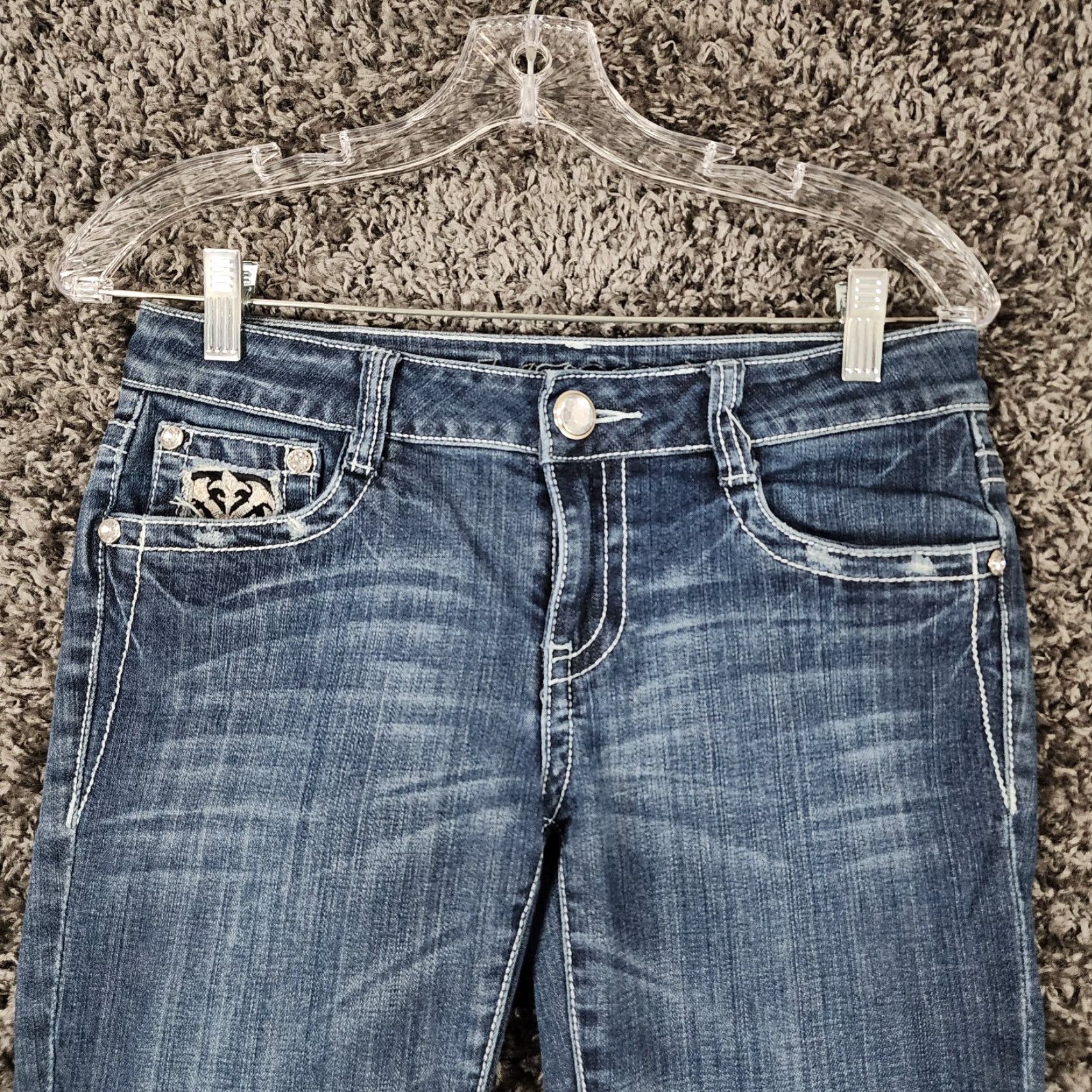 Vintage L.A. Idol Womens Jeans Capri Heavy Stitch Blue 29 Capris Size 29 Women Size 29" - 2 Thumbnail