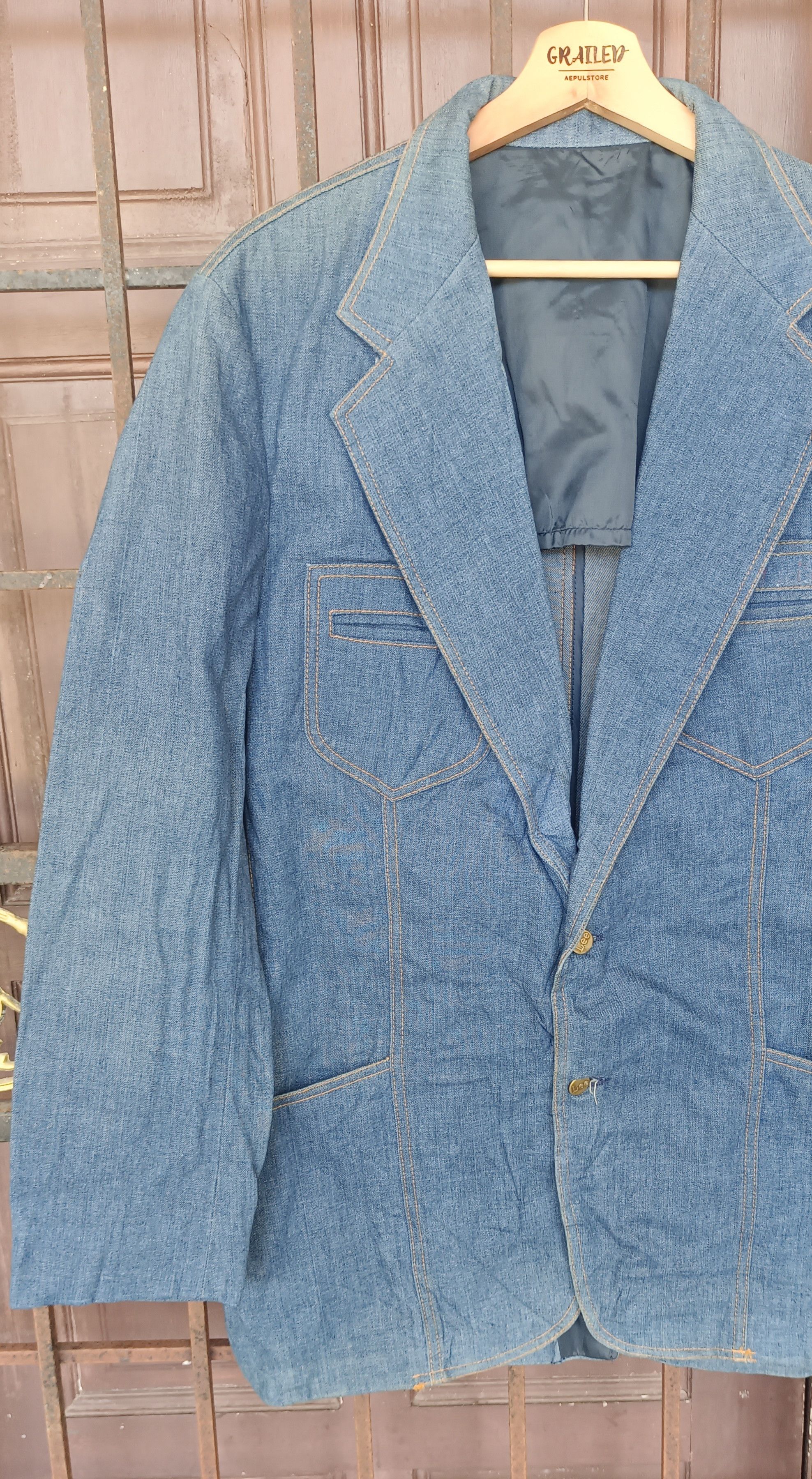 Lee Rare🔥🔥 70s Lee Denim Men Blazer Size US M / EU 48-50 / 2 - 4 Thumbnail
