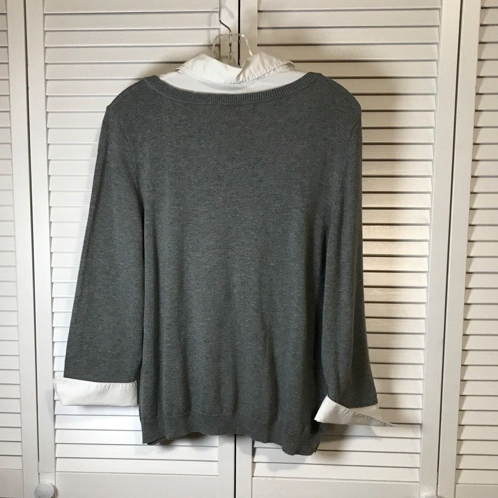 Other Notations Scottish Terrier V-neck ¾ Sleeve Sweater L Size L / US 10 / IT 46 - 2 Thumbnail