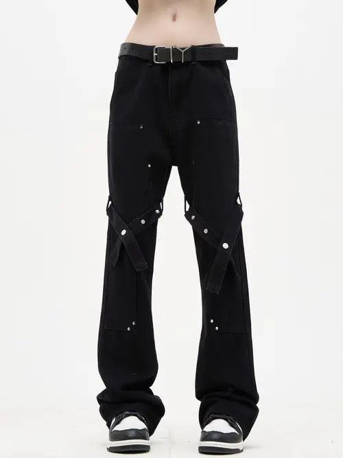 VIBE Vintage washed rivet rare casual jeans Size US 32 / EU 48 - 6 Thumbnail