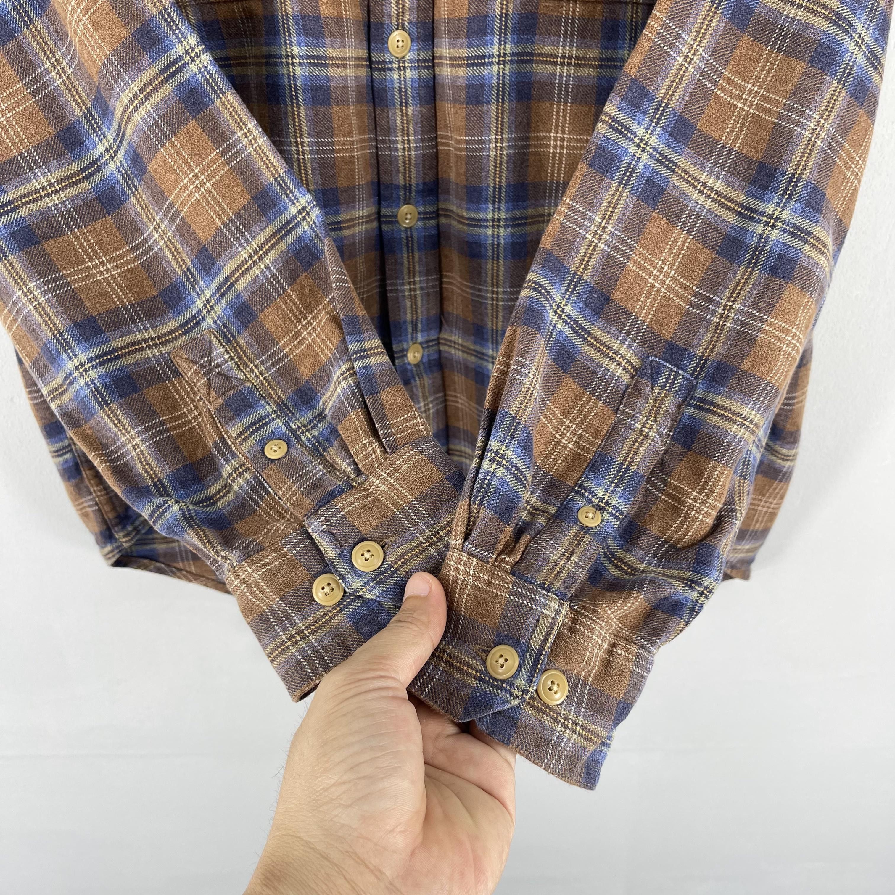 Flannel Vintage Checkered Tartan Brown/Blue Flannel Button Up Size US L / EU 52-54 / 3 - 7 Thumbnail