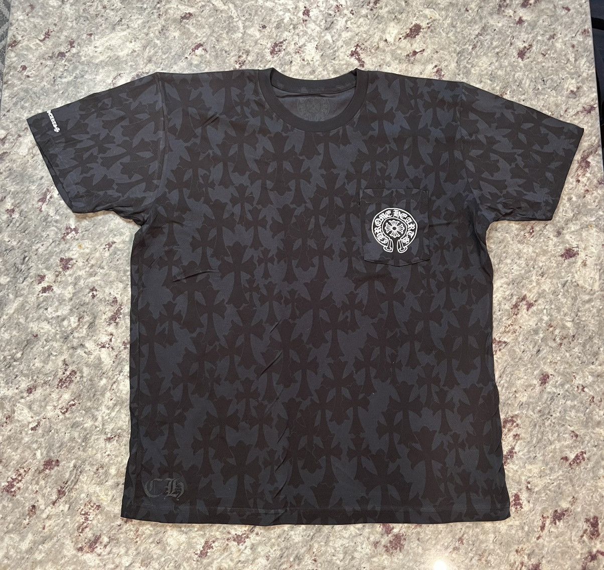 image of Chrome Hearts Black Cemetery Print Tee, Men's (Size XL)