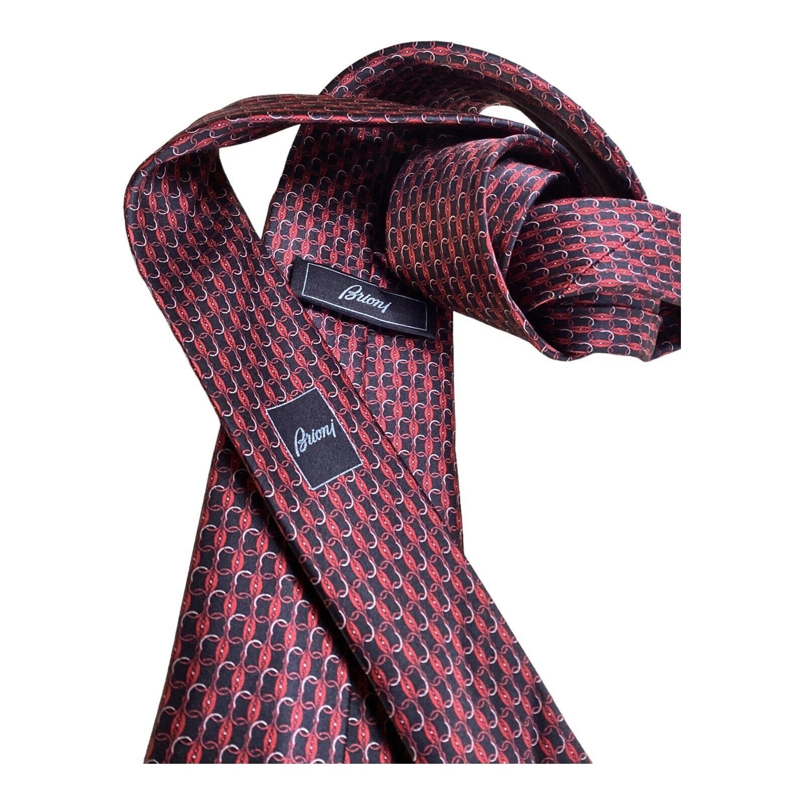 Brioni BRIONI Red Black Geometric Luxury Silk Tie Hand Made In Ital Size ONE SIZE - 5 Thumbnail
