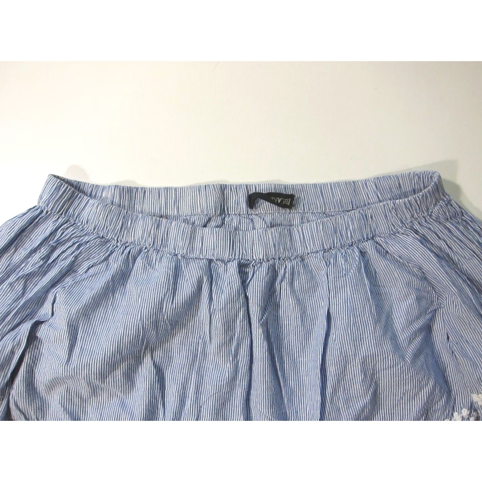 Vintage Blank NYC Blouse XL Cotton Blue White Stripe Embroidered Floral Off Shoulder Women Size XL / US 12-14 / IT 48-50 - 4 Thumbnail