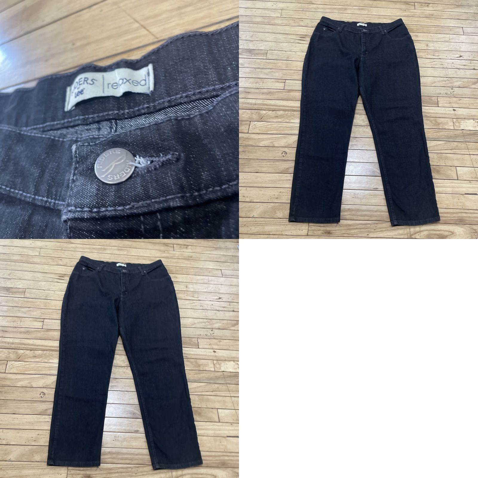 Lee VINTAGE Riders By Lee Relaxed Jeans Women 18W P Plus Petite All Black Work Pants 36x30 Size 40" / US 18 - 11 Thumbnail