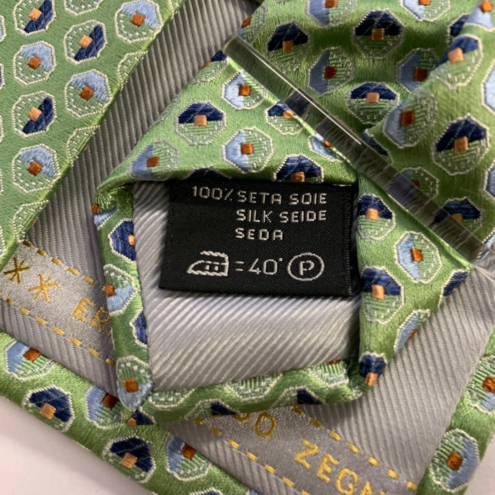 Ermenegildo Zegna ERMENEGILDO ZEGNA One Size Green Blue Silk Tie Size ONE SIZE - 3 Thumbnail