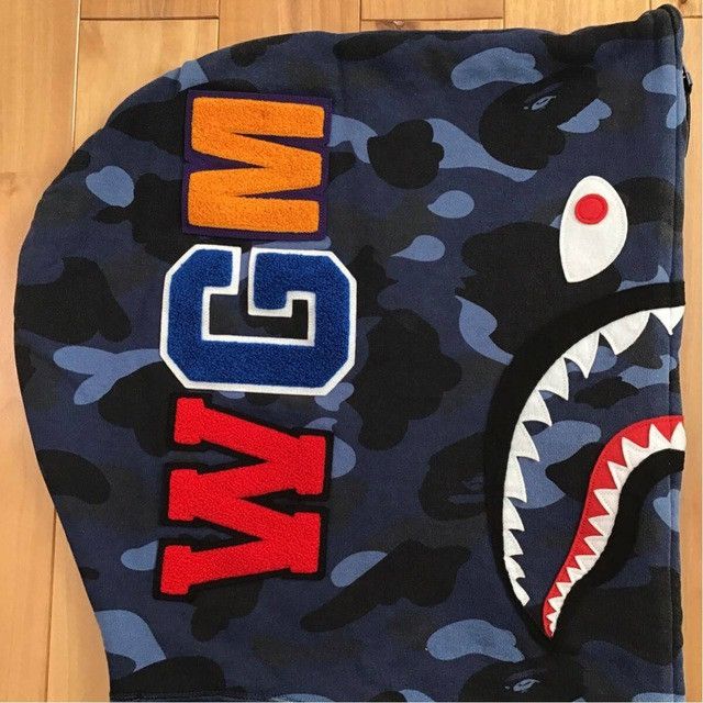 Bape BAPE Giant shark full zip hoodie Blue camo a bathing ape Size US M / EU 48-50 / 2 - 5 Thumbnail