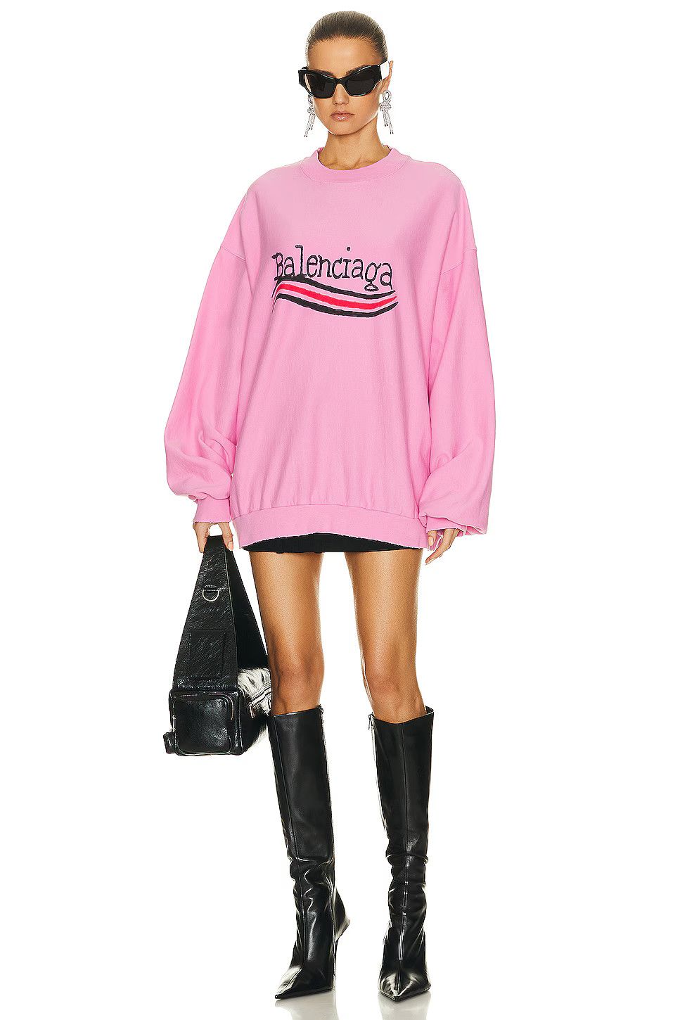 Balenciaga o1mt1gz0825 Hand-Drawn Political Campaign Sweatshirt Pink Size XS / US 0-2 / IT 36-38 - 3 Thumbnail