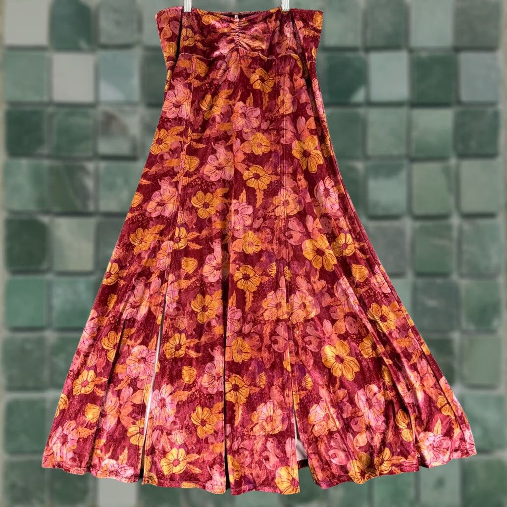 Free People Free People Carpe Diem Convertible Maxi Skirt Dress Womens Medium Red Floral Size 32" / US 10 / IT 46 - 1 Thumbnail
