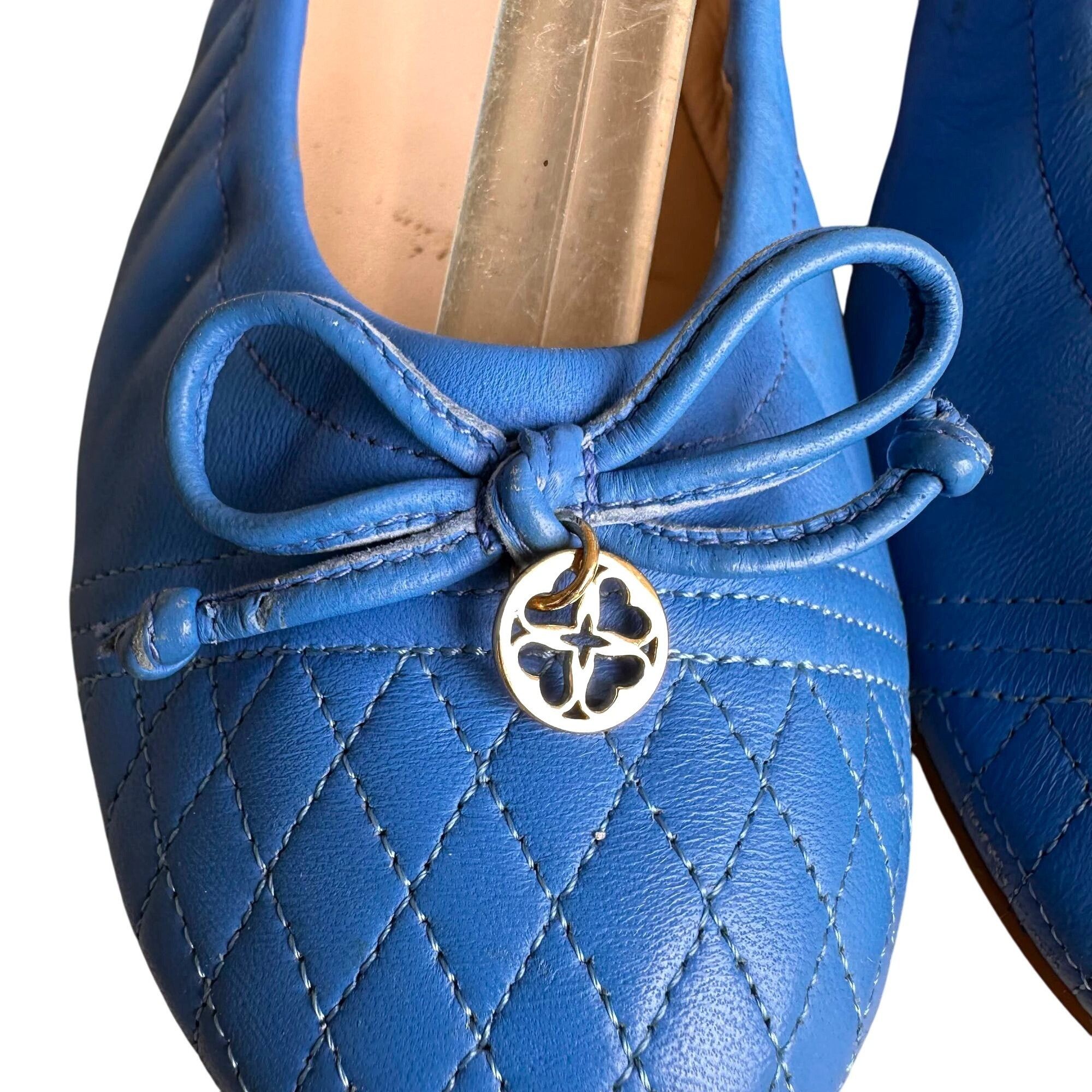 Other L K Bennett London Royal Blue Nappa Leather Sissy Ballet Fla Size US 8.5 / IT 38.5 - 3 Thumbnail