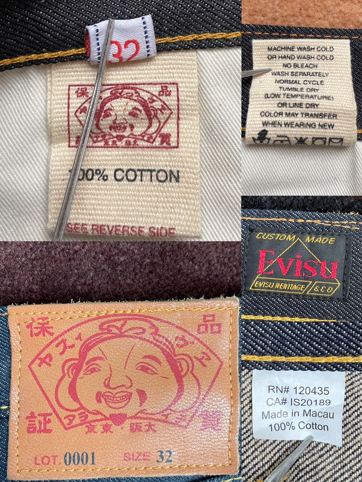 Evisu × Vintage EVISU NEW！red daicock style denim jeans！size：32x34 Size US 32 / EU 48 - 4 Thumbnail