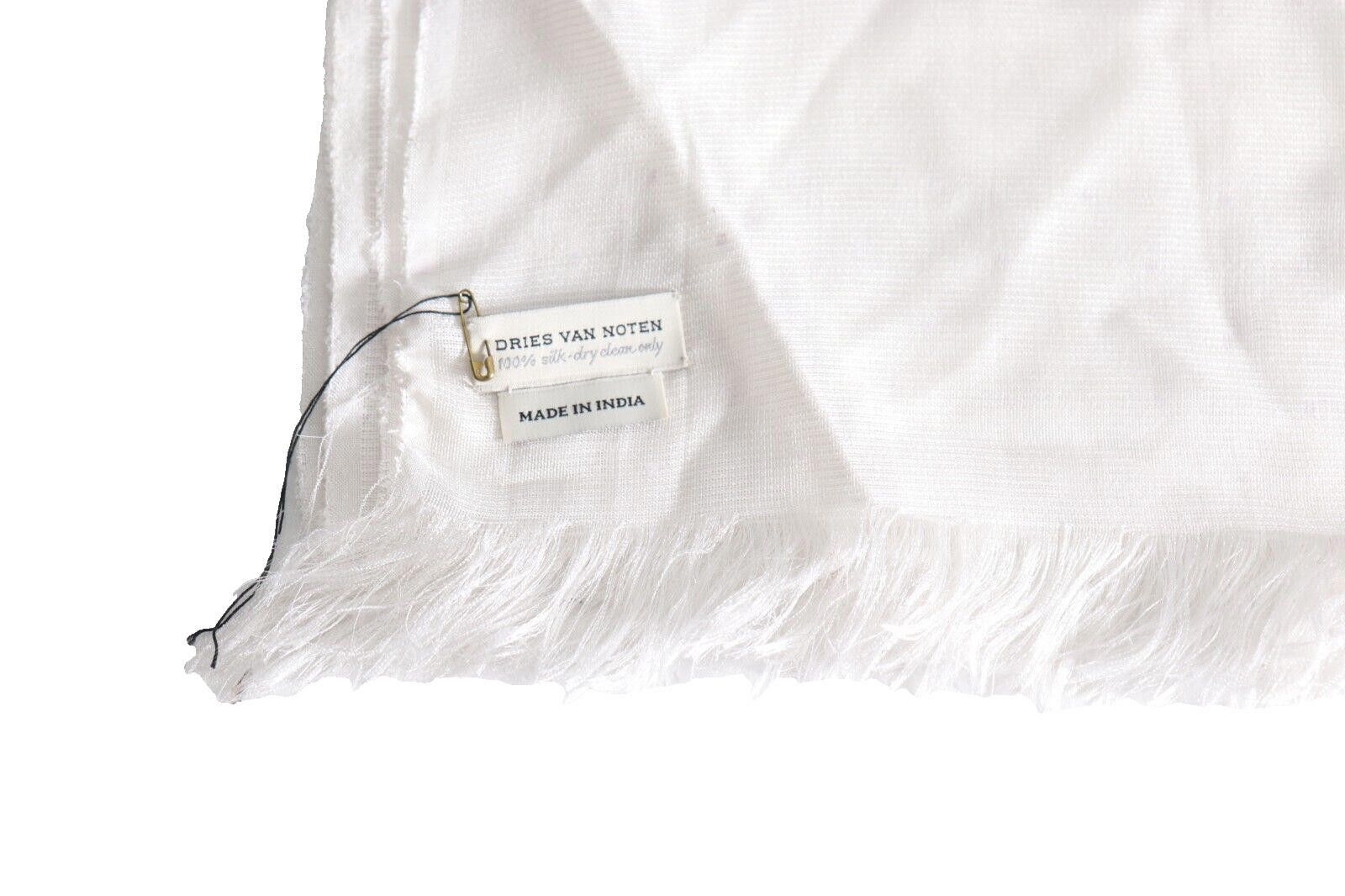 Dries Van Noten Dries Van Noten 50" x 50" Square White Scarf Dotted Silk Size ONE SIZE - 2 Thumbnail