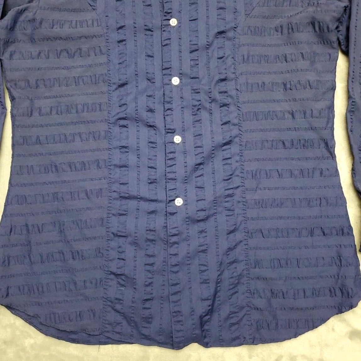 Vintage Wellworth Shirt Mens M Blue Dagger Collar Crinkle Disco 70s 80s Vintage Mod Size US M / EU 48-50 / 2 - 2 Thumbnail
