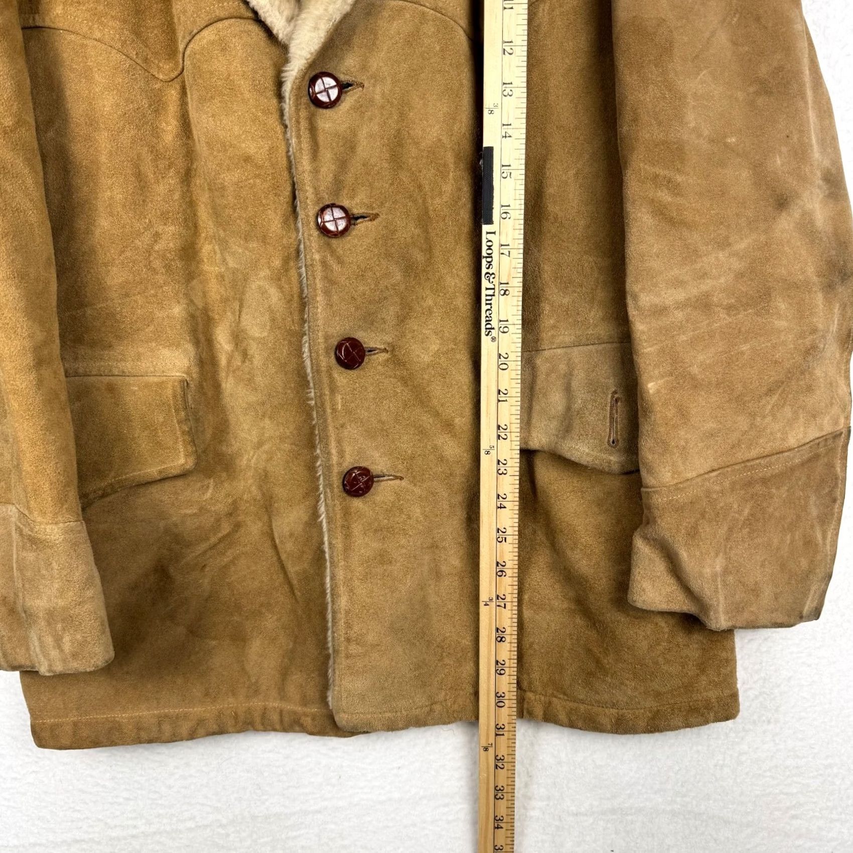 Urban Outfitters VINTAGE Outfitters Suede Rancher Western Coat Faux Fur Lined 1970s Mens L Brown Size US L / EU 52-54 / 3 - 5 Thumbnail