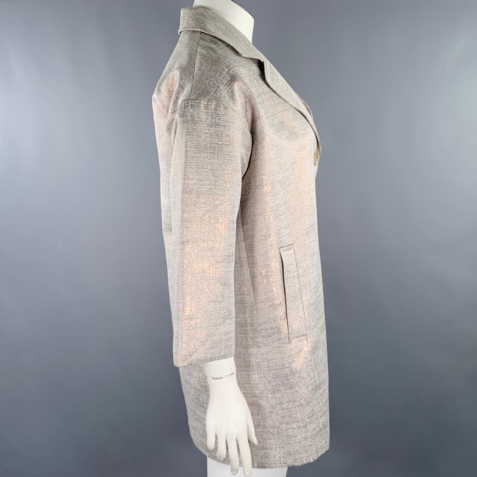Other Pink Rose Gold Cotton Blend Shiny Single Button Coat Size L / US 10 / IT 46 - 3 Thumbnail