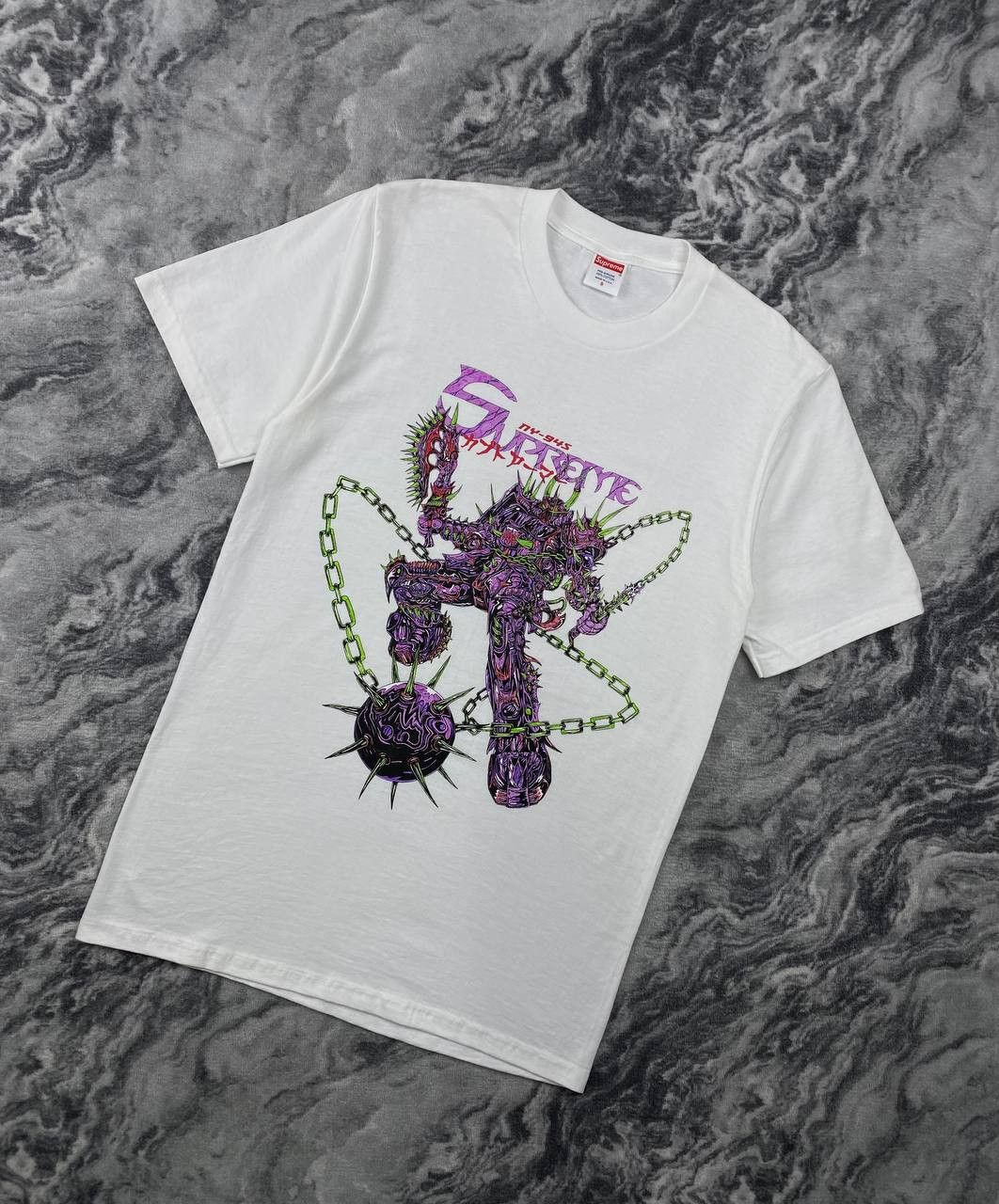 Supreme Supreme Spikes Big Logo T Shirt Men Size S White Size US S / EU 44-46 / 1 - 1 Thumbnail