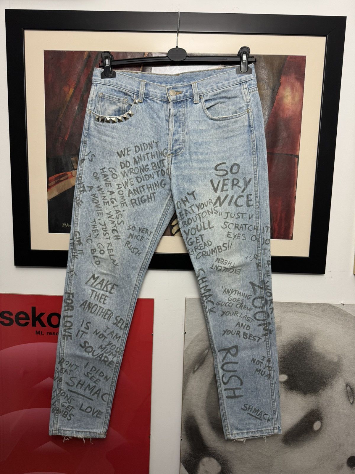 Gucci Gucci Punk Rock Scribble Denim Designer Jeans Avant Garde Size US 30 / EU 46 - 1 Thumbnail