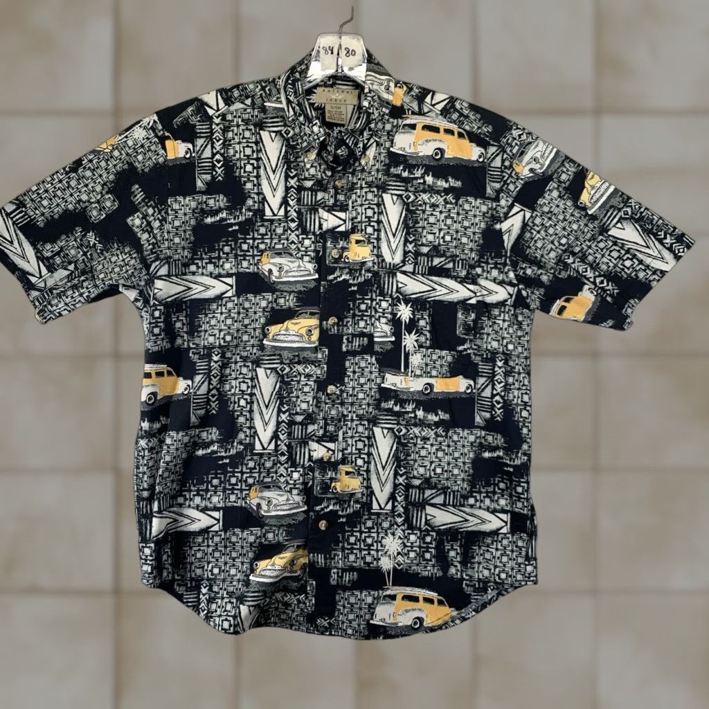 Vintage Vintage Natural Issue Men's Hawaiian Shirt 90s Cars Graphic All Cotton Short Sleeve Small Black Size US S / EU 44-46 / 1 - 1 Thumbnail