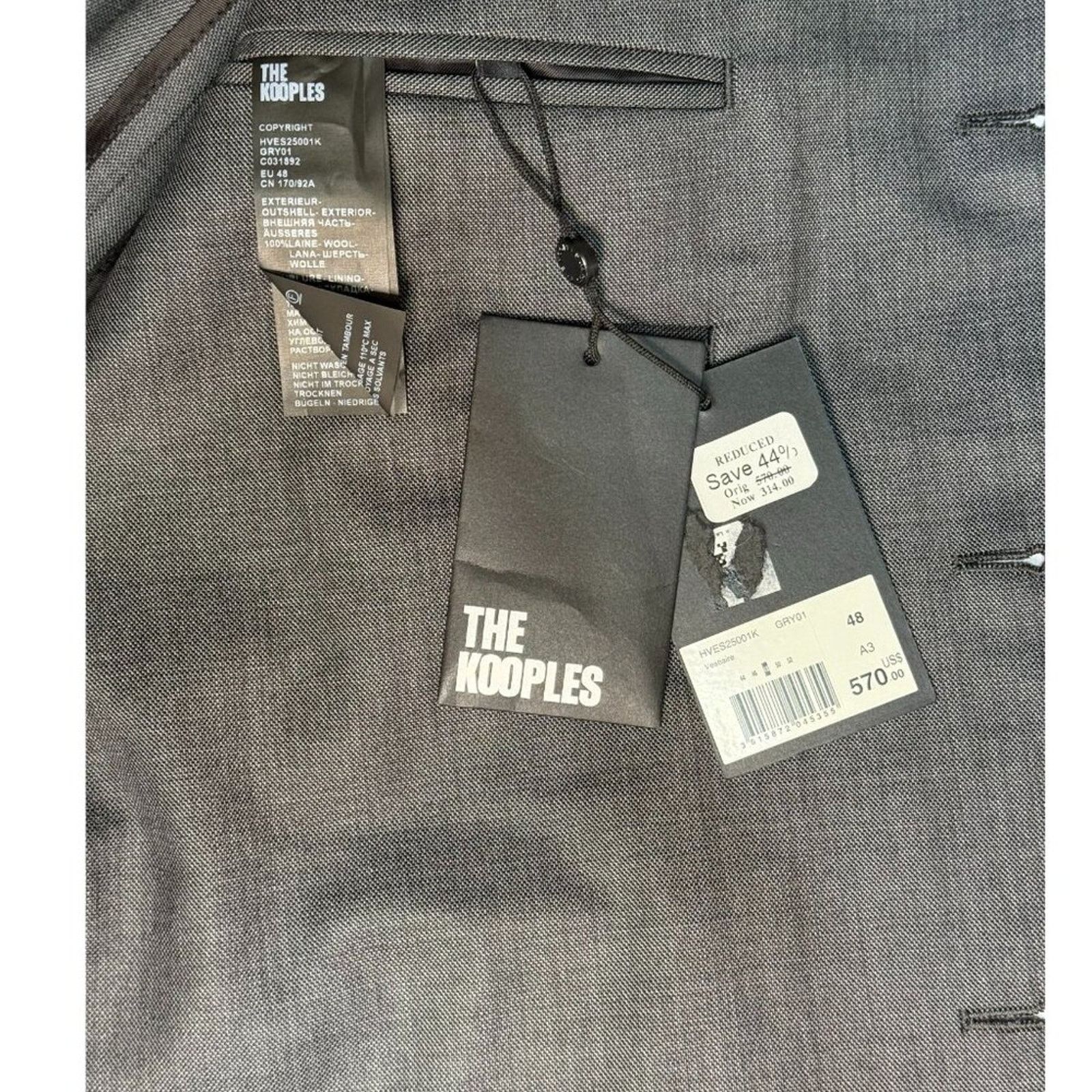 The Kooples The Kooples Gray Wool Blazer EU 48 (US 38) New w/ Tags Size 38R - 8 Thumbnail