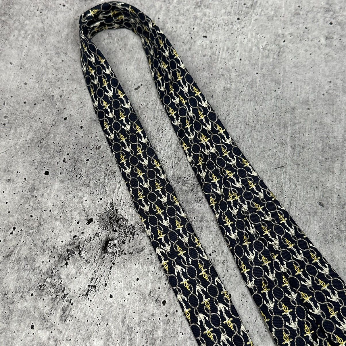 Vintage Vintage Gucci Tie Monogram Sea Anchor Silk Made In Italy Size ONE SIZE - 9 Thumbnail