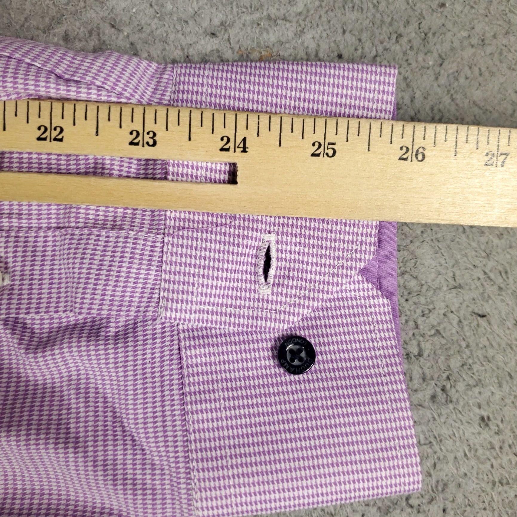 Vintage Duchamp Shirt Mens 2XL Purple Button-Up Long Sleeve Slim Fit Casual Formal Business Workwear 18 Size 48R - 7 Thumbnail