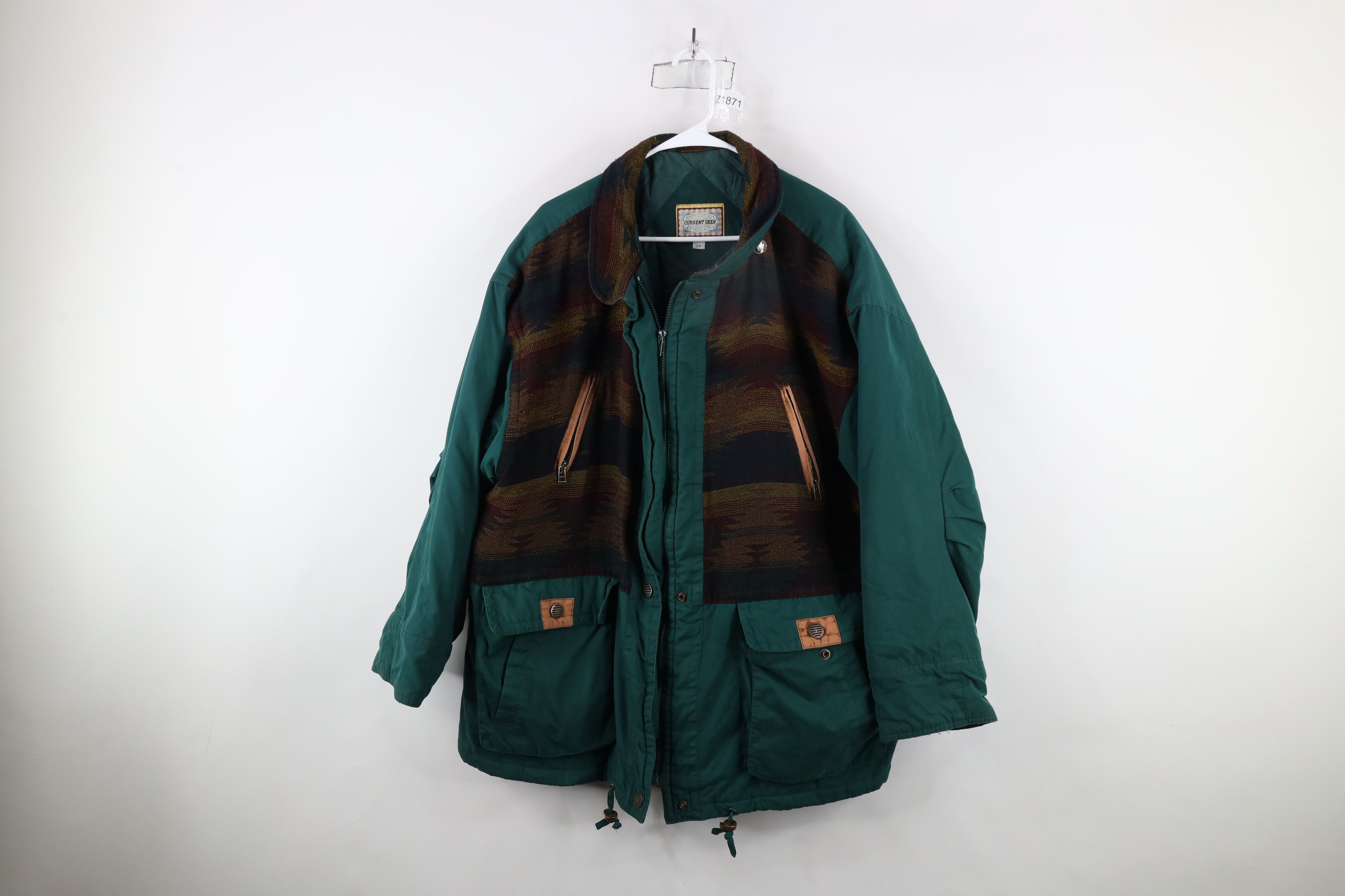 Vintage Vintage 90s Streetwear Rainbow Southwestern Puffer Jacket Size XXL / US 16-18 / IT 52-54 - 1 Thumbnail