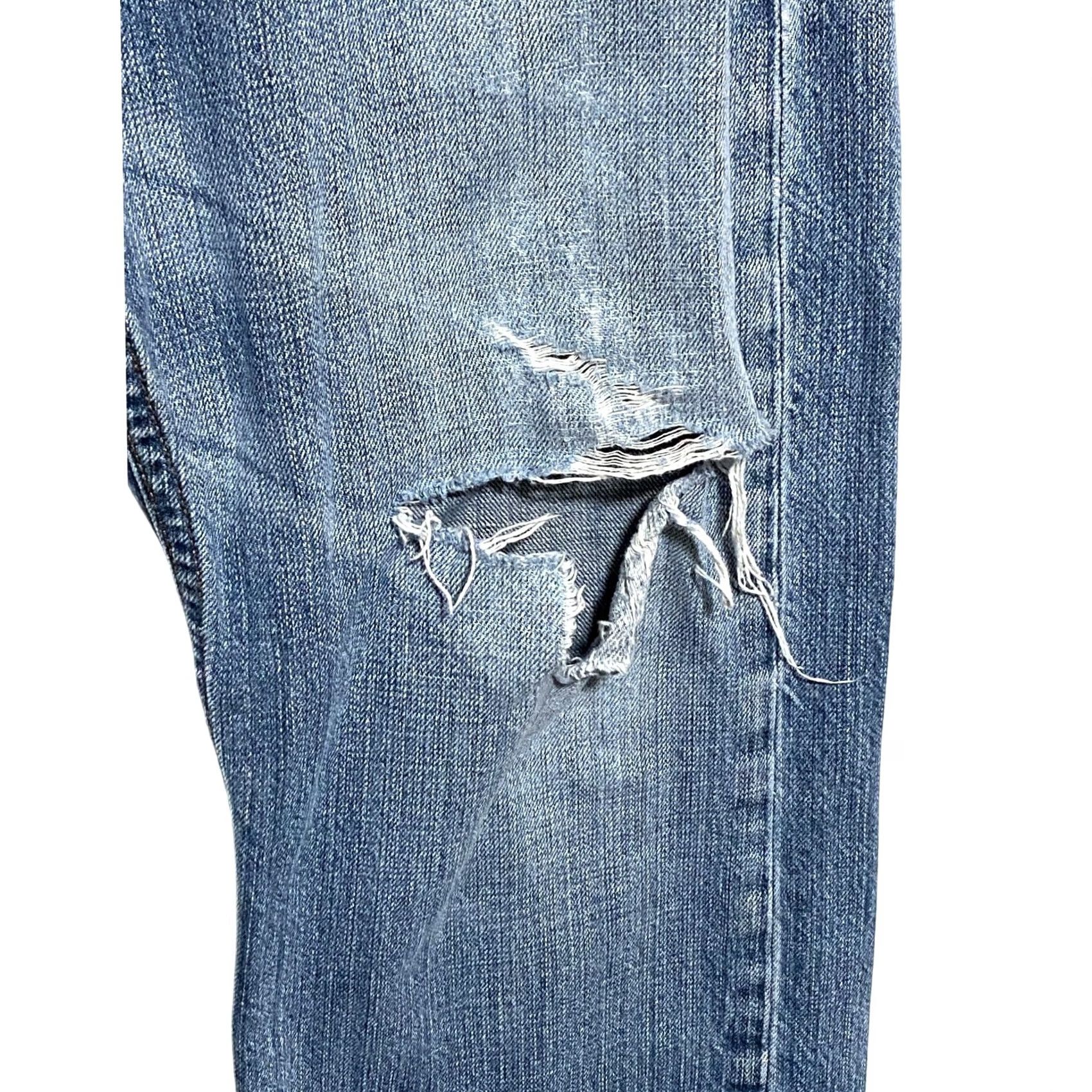 Levi's Levi's 569 Loose Fit Straight Jeans Mens 33x27.5 Distressed Ripped Grunge Y2K Jeans Men Denim Blue 5-Pocket Size US 32 / EU 48 - 4 Thumbnail