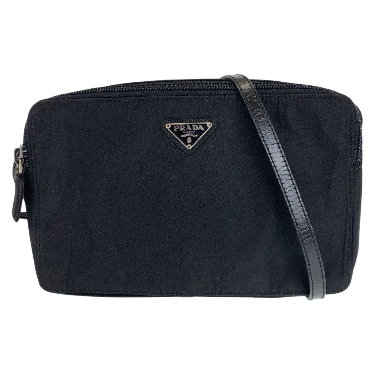 Prada Prada Prada Nylon/Leather Tessuto Triangle Logo Crossbody Bag Canvas Crossbody Bag 408229 in Very Good Condition Size ONE SIZE - 1 Thumbnail