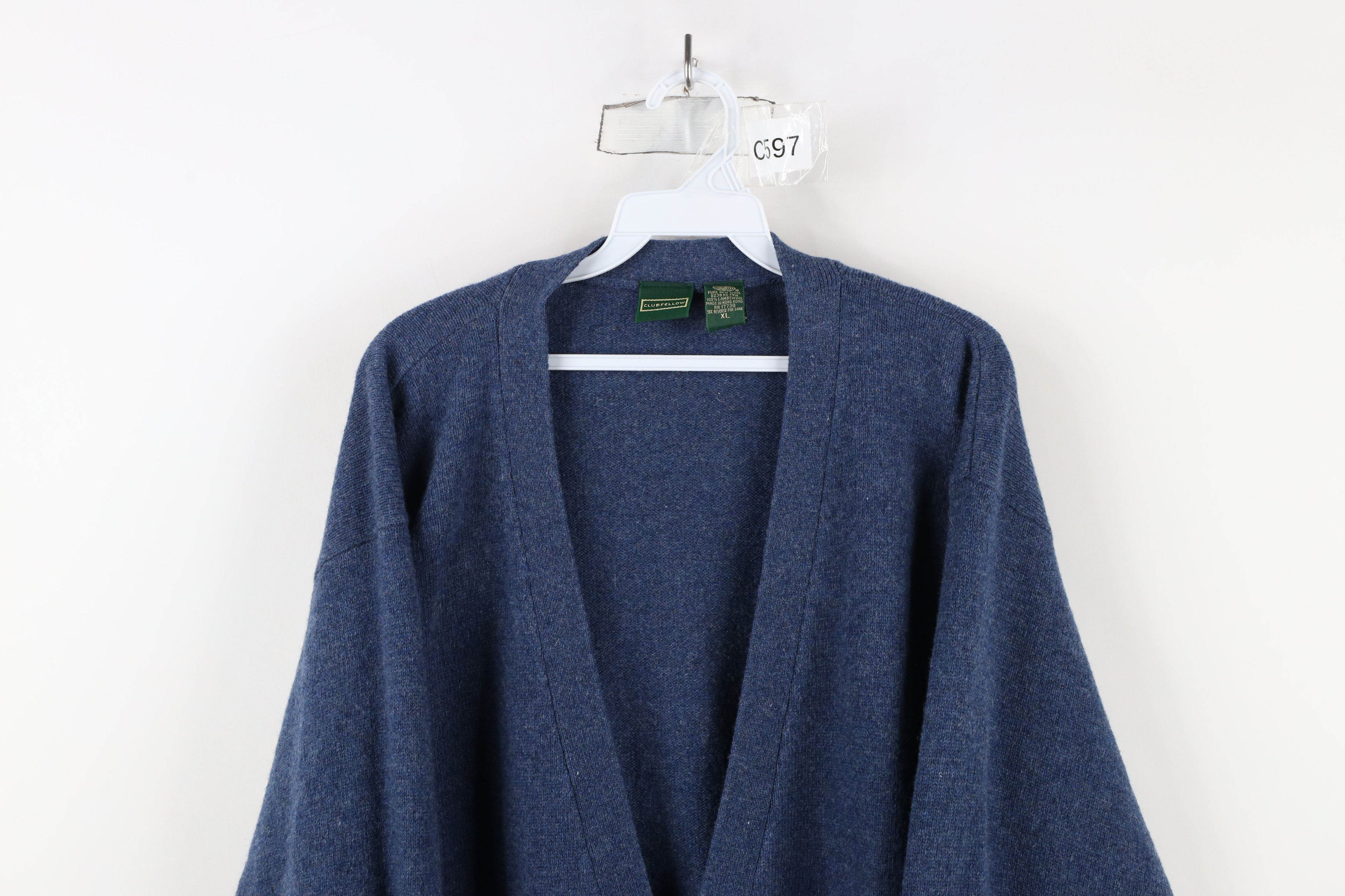 Vintage Vintage 90s Streetwear Lambswool Knit Cardigan Sweater Blue Size US XL / EU 56 / 4 - 2 Thumbnail