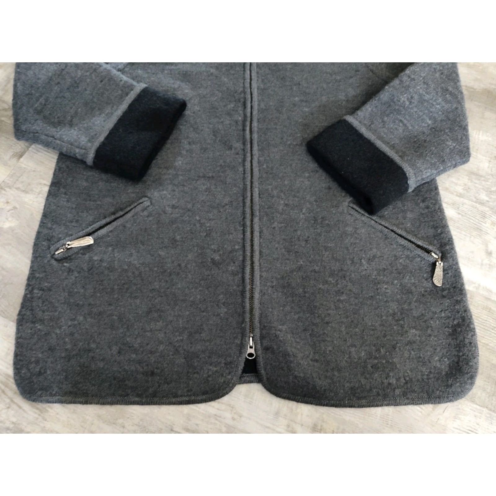 Vintage VINTAGE Herman Geist Wool Jacket Women Size M Gray Full Zip Long Cuffs Fall Winter Spring Size M / US 6-8 / IT 42-44 - 2 Thumbnail
