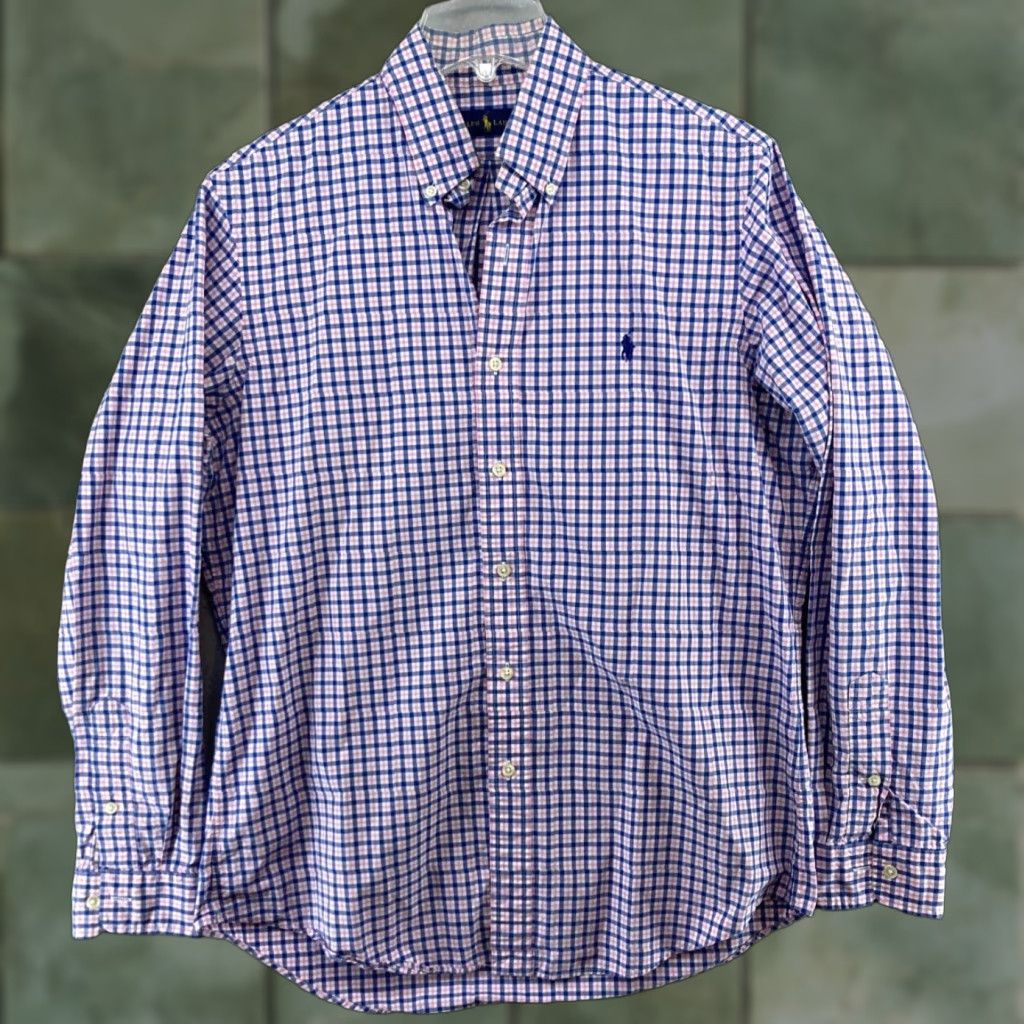 Ralph Lauren Lauren Ralph Lauren Men's Long Sleeve Button-Up Shirt, Medium, Blue Plaid, Casual, Preppy Size US M / EU 48-50 / 2 - 1 Thumbnail