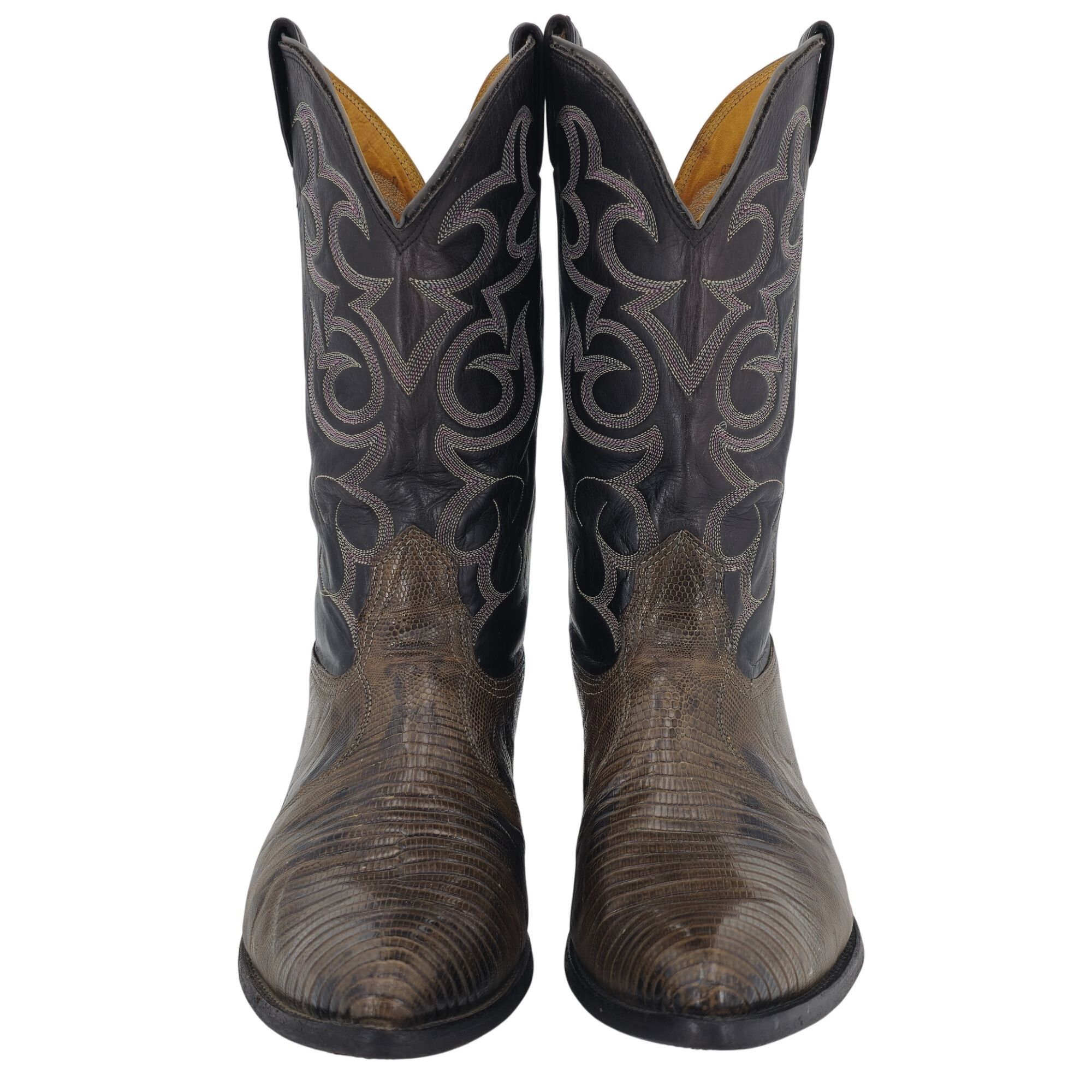 Nocona Boots Vintage Nocona Mens Size 12D Lizard Teju Exotic Leather Cowb Size US 12 / EU 45 - 14 Thumbnail
