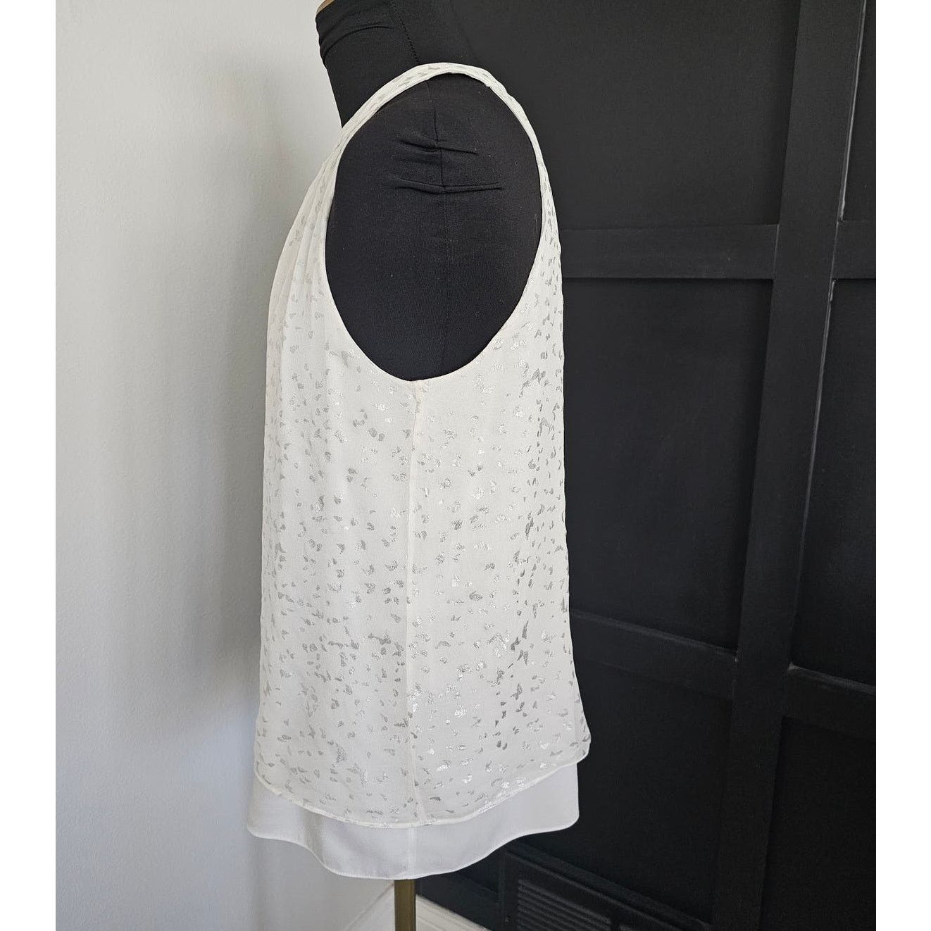 Diane von Furstenberg DVF Diane Von Furstenberg Parvay White/Metallic Silk Top 4 Size S / US 4 / IT 40 - 5 Thumbnail