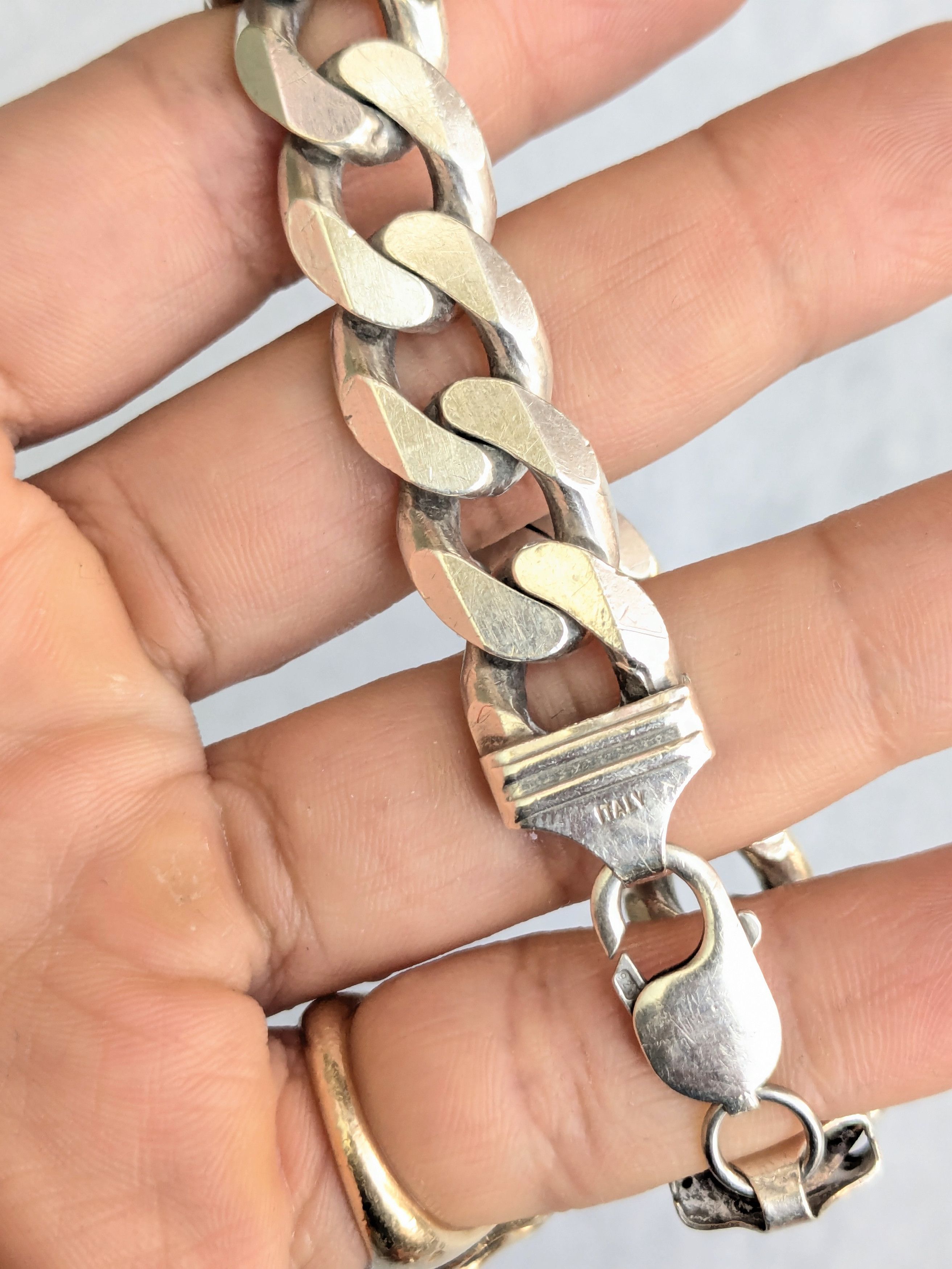 Jewelry Vintage Sterling Silver Cuban Bracelet Link Chain 8.5" Size ONE SIZE - 8 Thumbnail