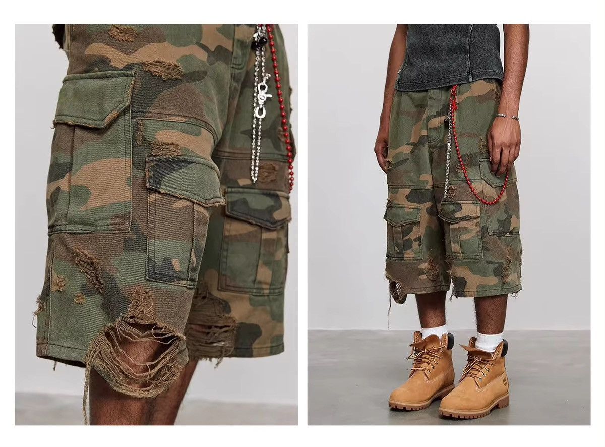 Designer × Japanese Brand × Vintage Washed faded damaged military skate hiphop shorts Size US 30 / EU 46 - 6 Thumbnail