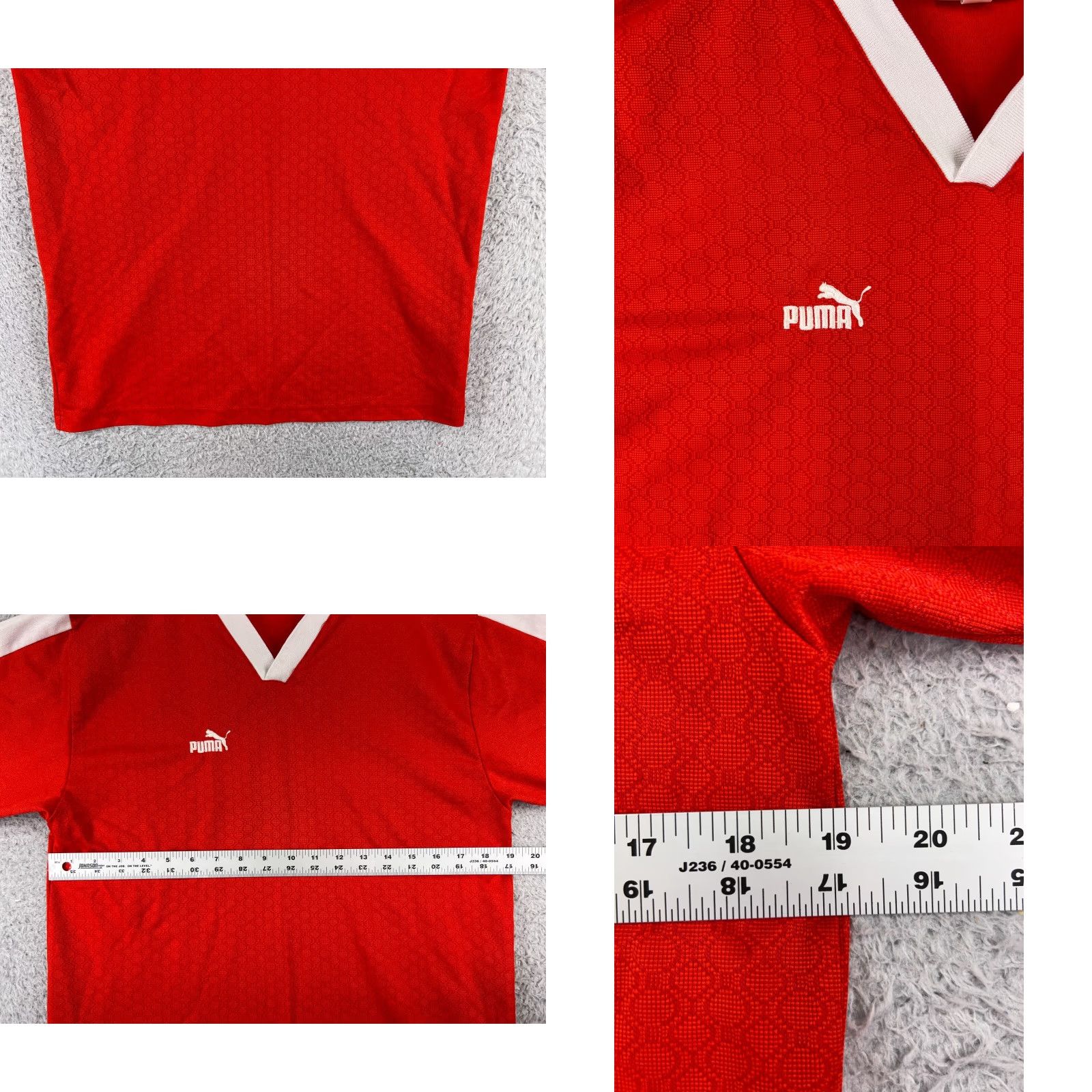 Puma PUMA Soccer Jersey Adult Medium Red White V-Neck Short Sleeve Polyester #1 Size US M / EU 48-50 / 2 - 8 Thumbnail