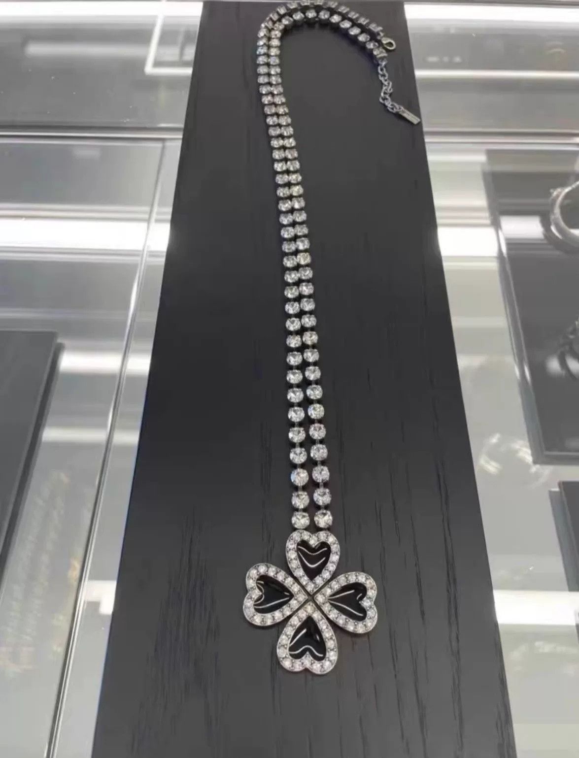 Saint Laurent Paris Saint Laurent SLP Clover Rhinestone Necklace Size ONE SIZE - 1 Thumbnail