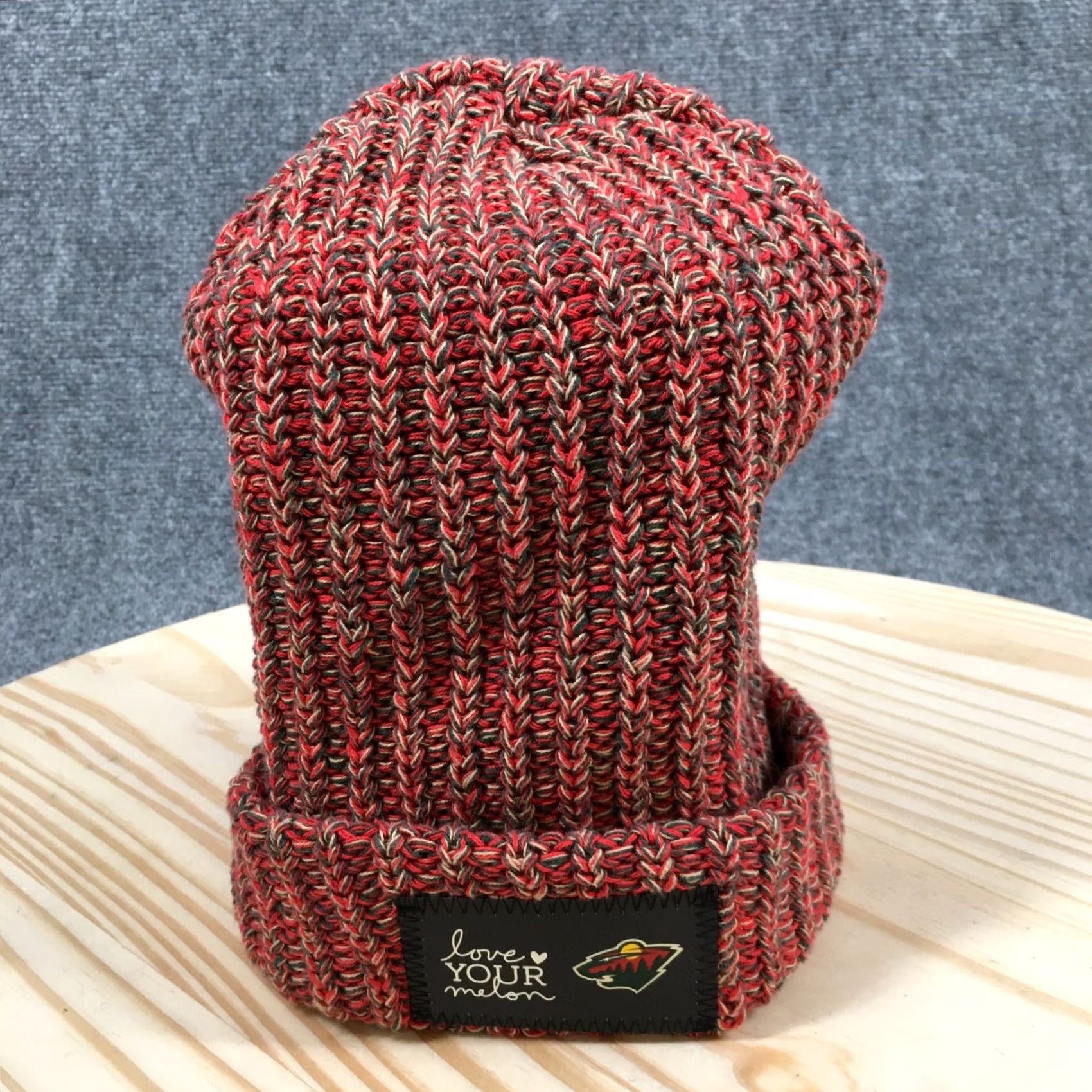 Vintage Minnesota Wild Love Your Melon Beanie Hat Unisex Red OS Adjustable Cotton Winter Size ONE SIZE - 2 Thumbnail