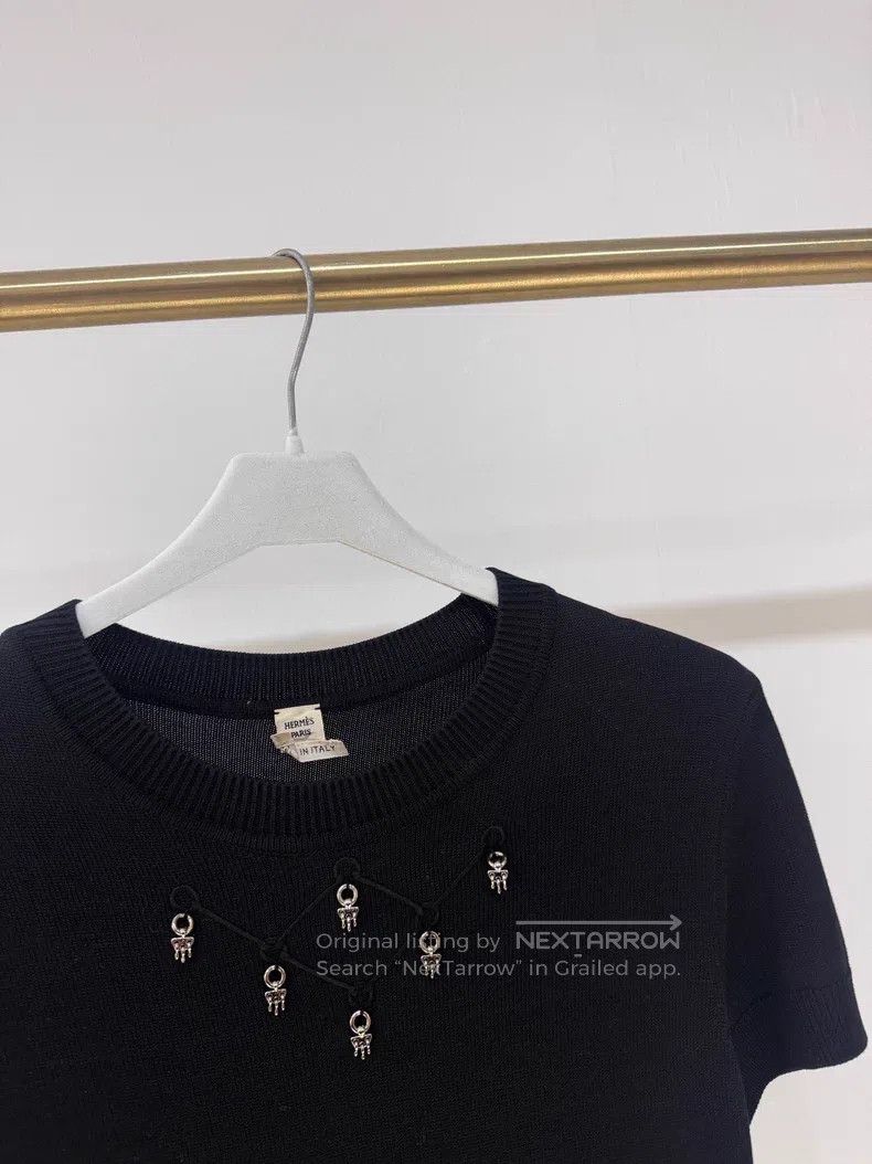 Hermes Hermes Knitted Decor Knit Short Sleeve Top Size XS / US 0-2 / IT 36-38 - 3 Thumbnail