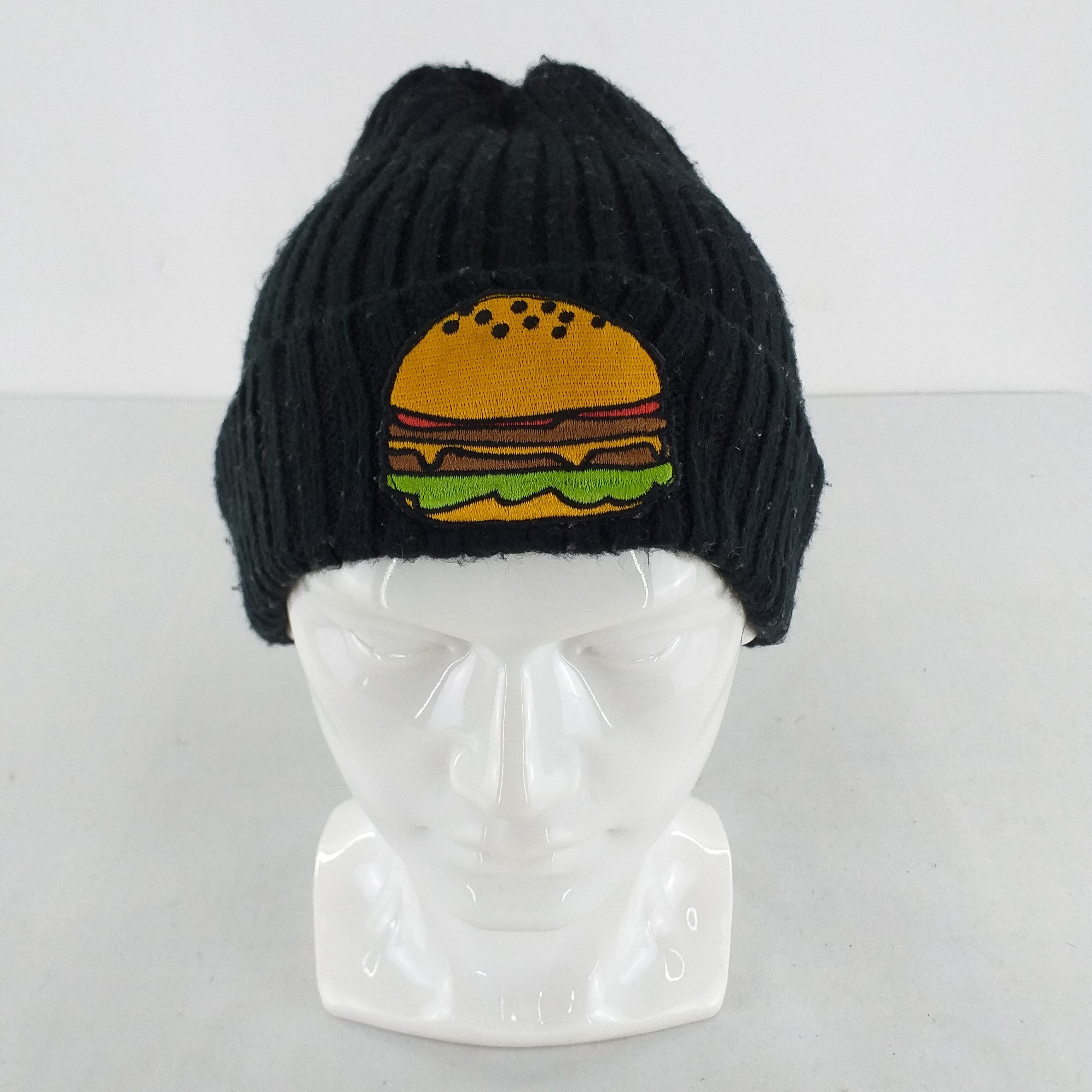 Japanese Brand Burger Image Embroidery Snow Cap Beanie Hat -BN480 Size ONE SIZE - 1 Thumbnail