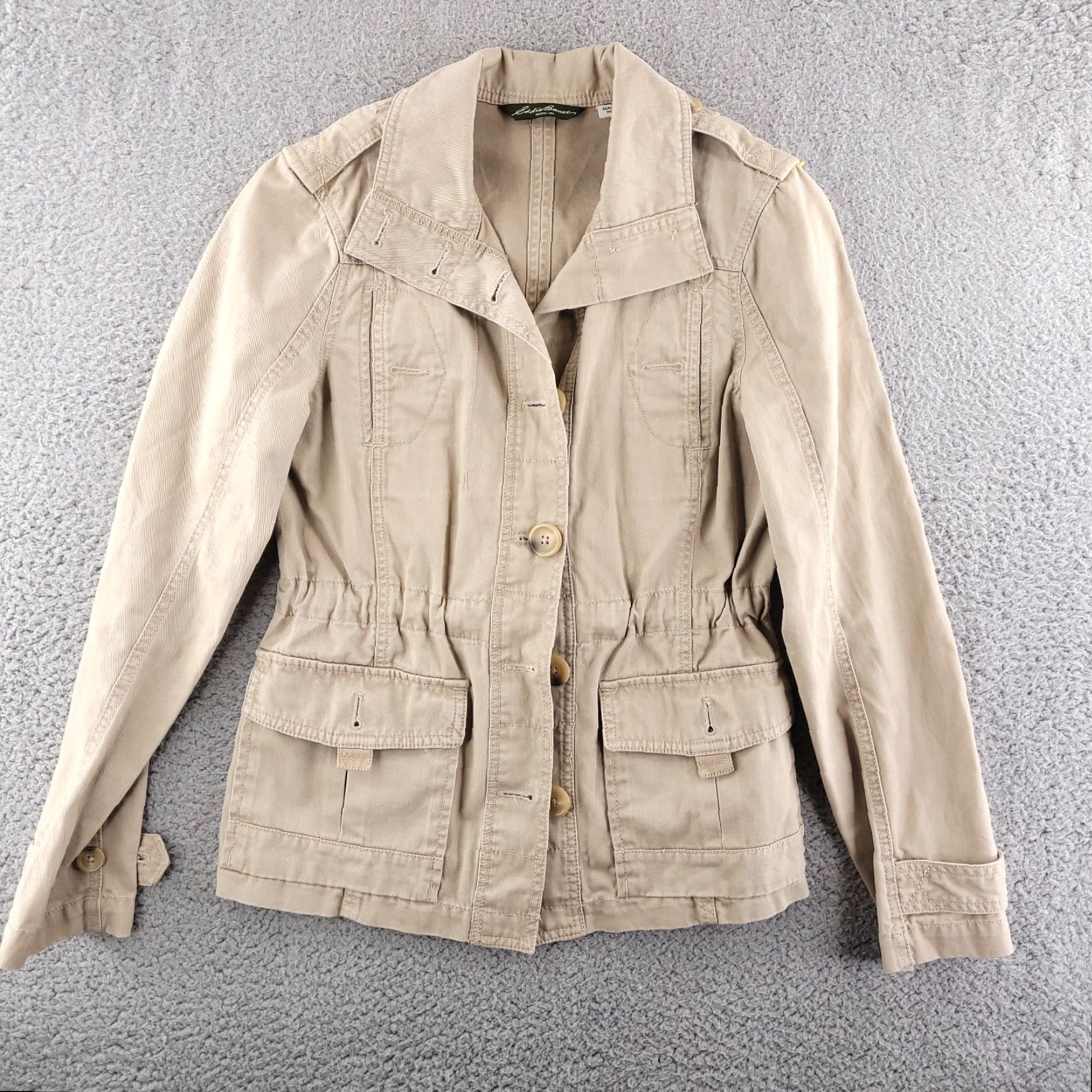 Eddie Bauer Eddie Bauer Cotton Canvas Coat Jacket Womens XS Tan Beige Brown Jacket Womens XS Brown Eddie Bauer Cotton Canvas Coat Jacket Size XS / US 0-2 / IT 36-38 - 2 Thumbnail