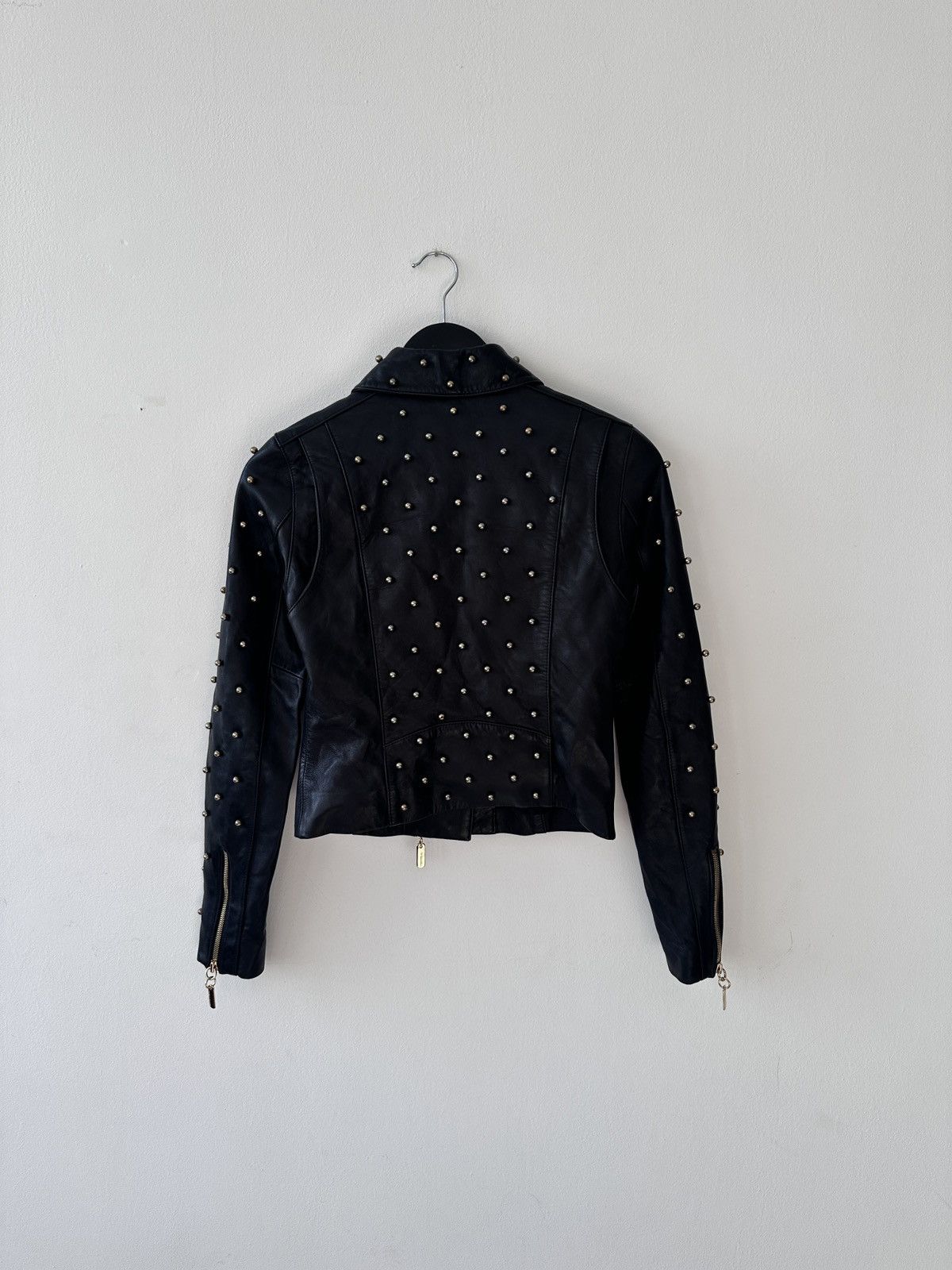 Thomas Wylde THOMAS WYLDE Leather Studded Biker Jacket Gold Tone Hardware Size XS / US 0-2 / IT 36-38 - 13 Thumbnail