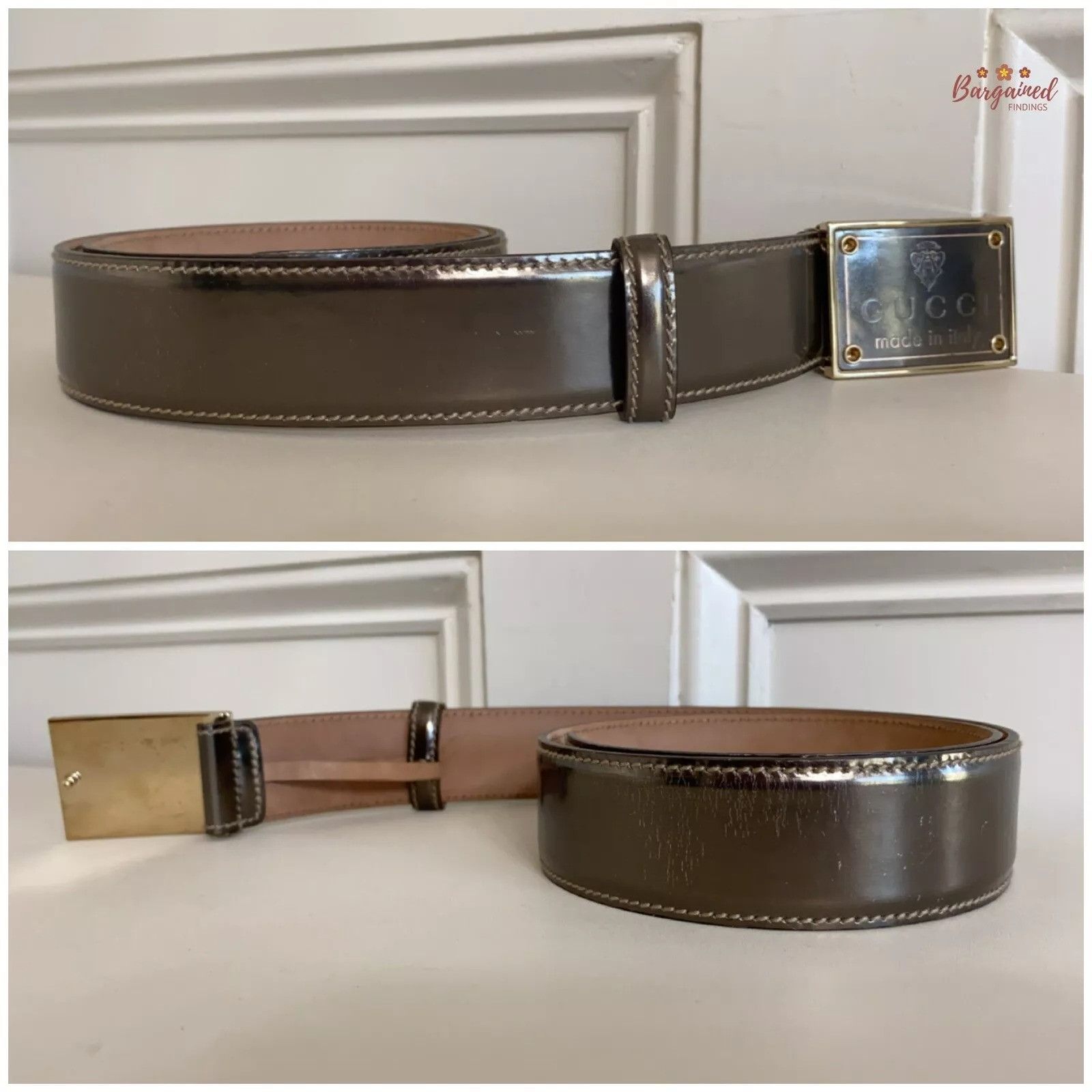 Gucci Gucci Metallic Leather Hysteria Square Buckle Belt 32 Size 32 - 8 Thumbnail