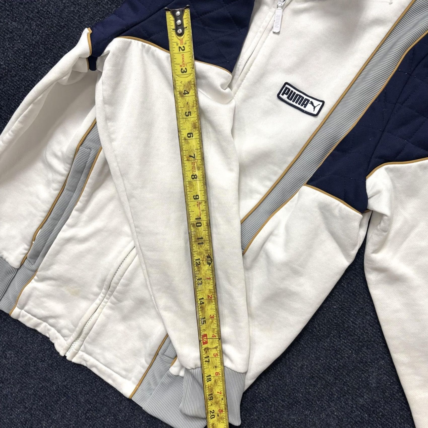 Puma PUMA Track Jacket Mens Small White Navy Colorblock Fleece Full Zip Athletic Size US S / EU 44-46 / 1 - 5 Thumbnail